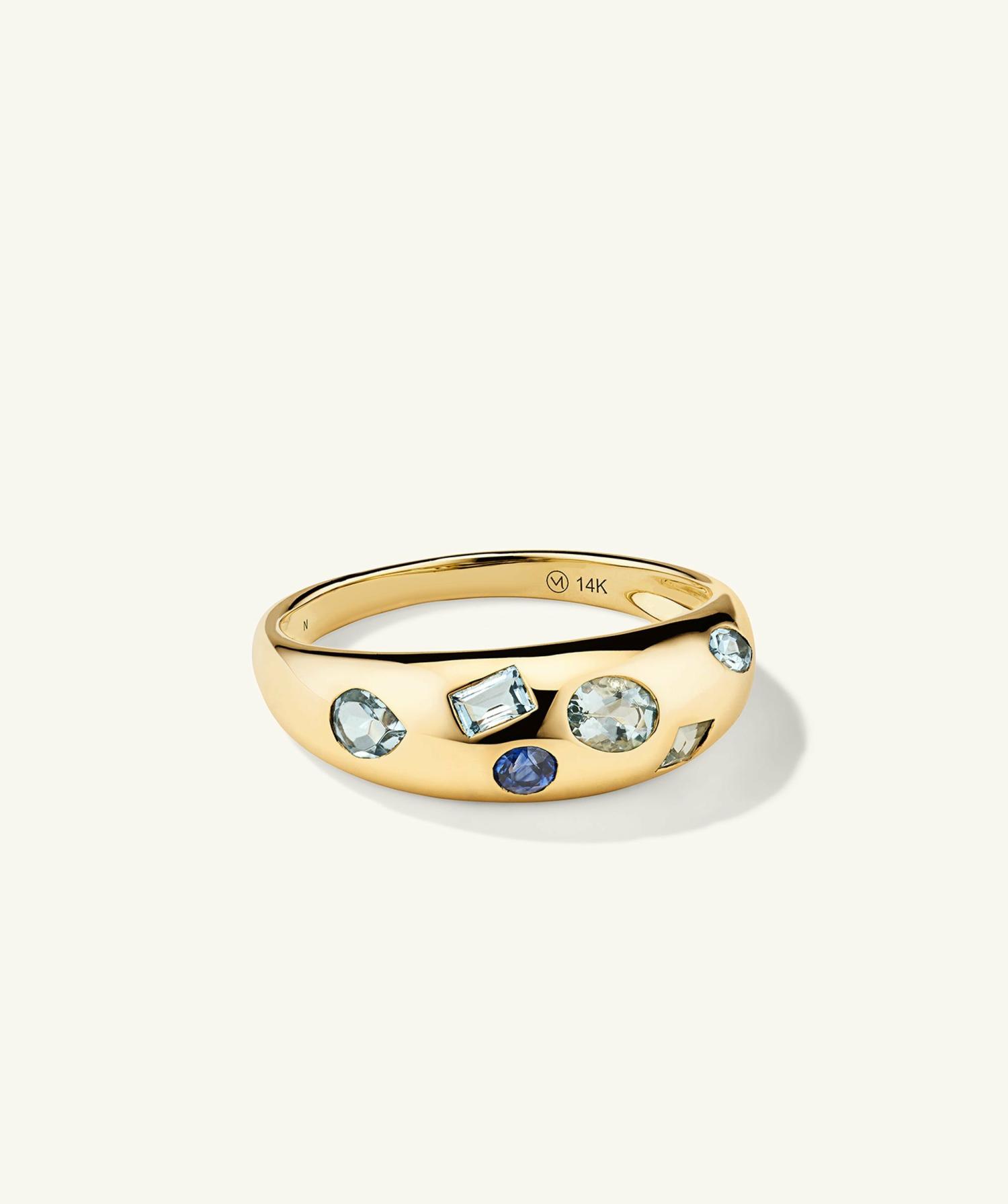 Mosaic Gemstone Dôme Ring 14k Yellow Gold | Womens Statement Rings