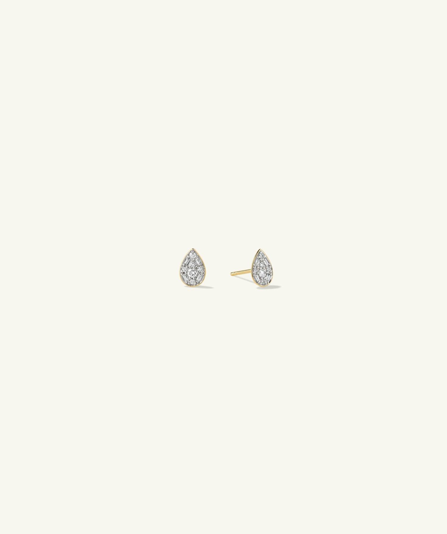 Mosaic Pear Diamond Studs 14k Yellow Gold | Womens Stud Earrings