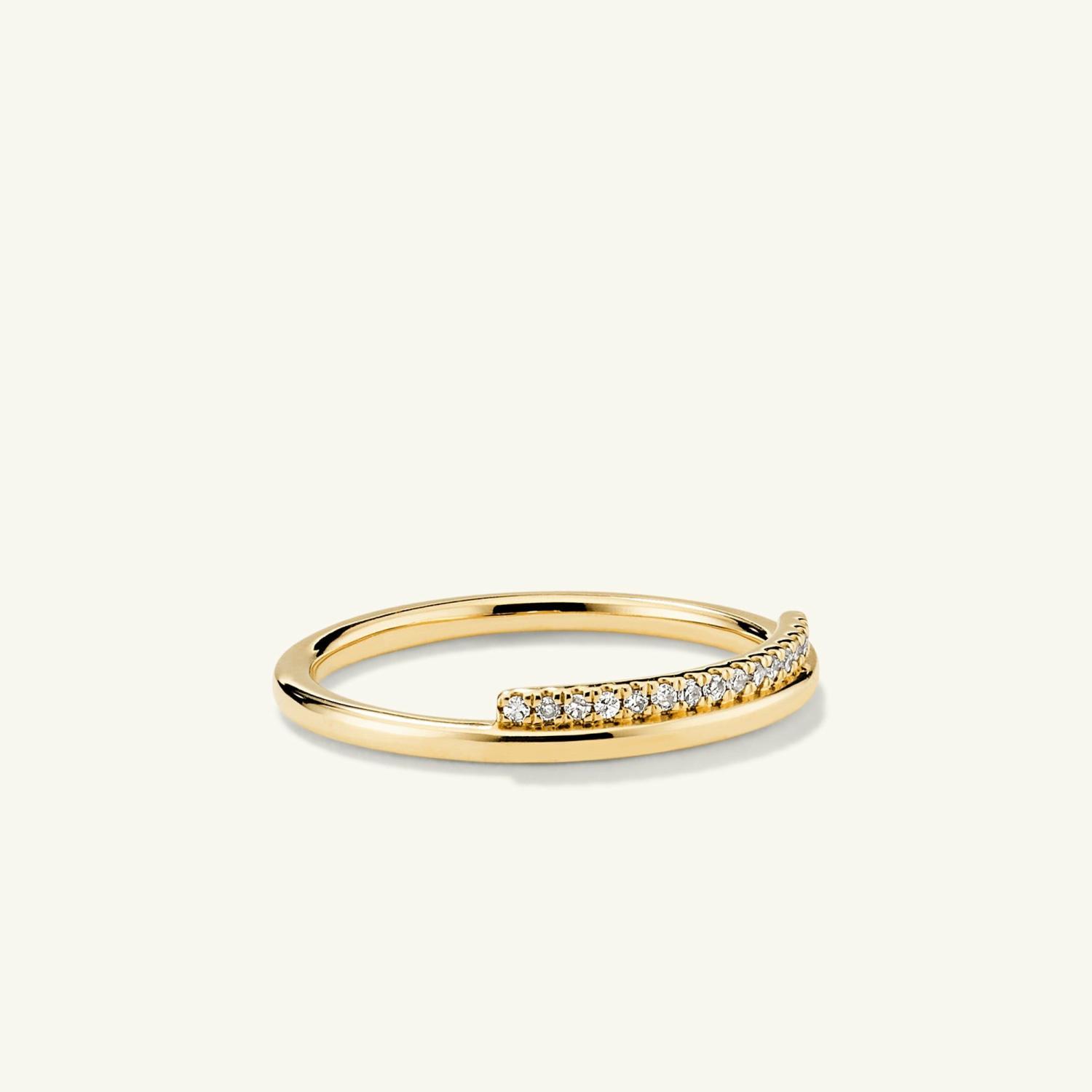 Pavé Diamond Bar Stacker Ring 14k Yellow Gold | Womens Stackable Rings