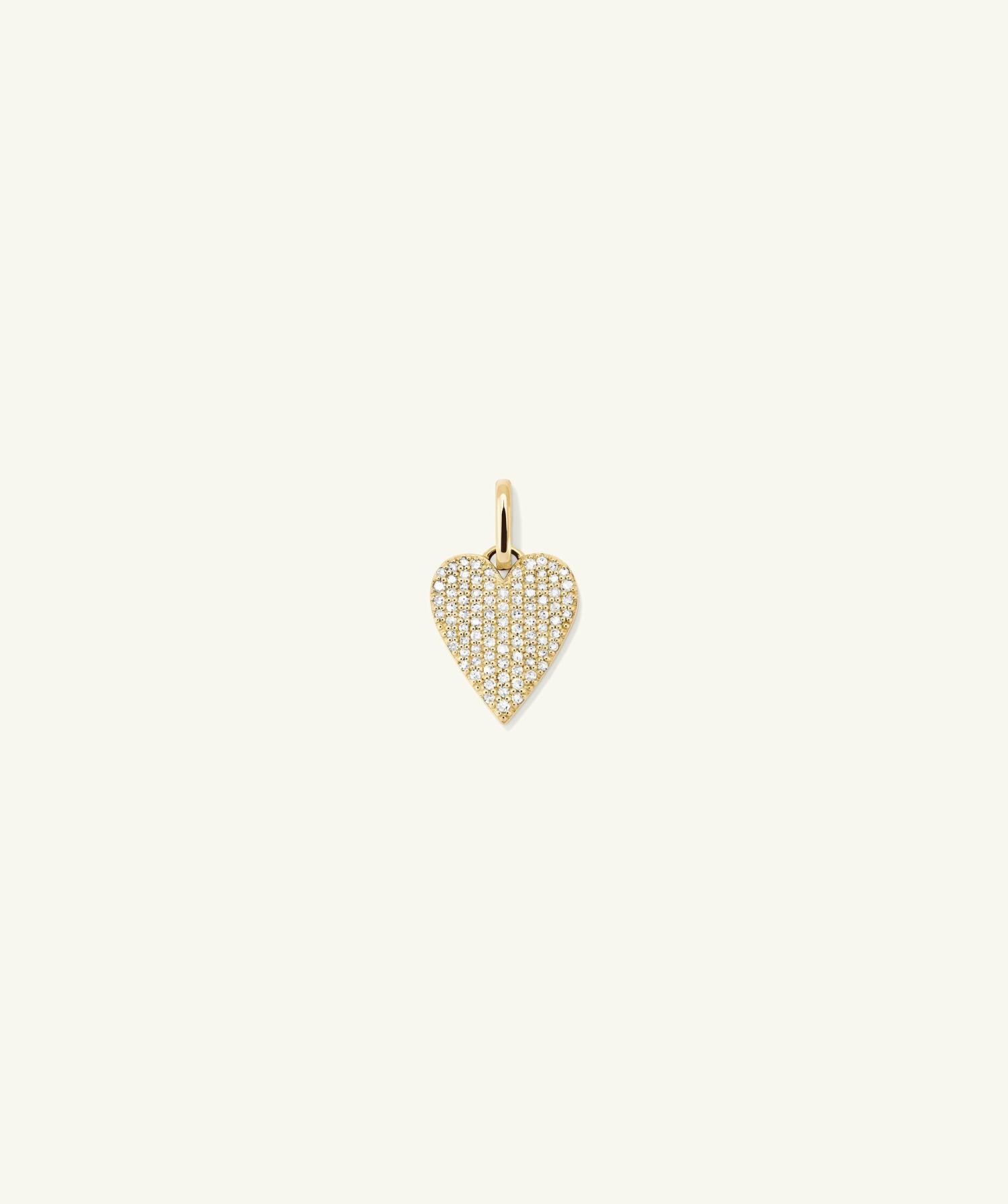 Pavé Diamond Heart Pendant 14k Yellow Gold | Womens Necklace Charms