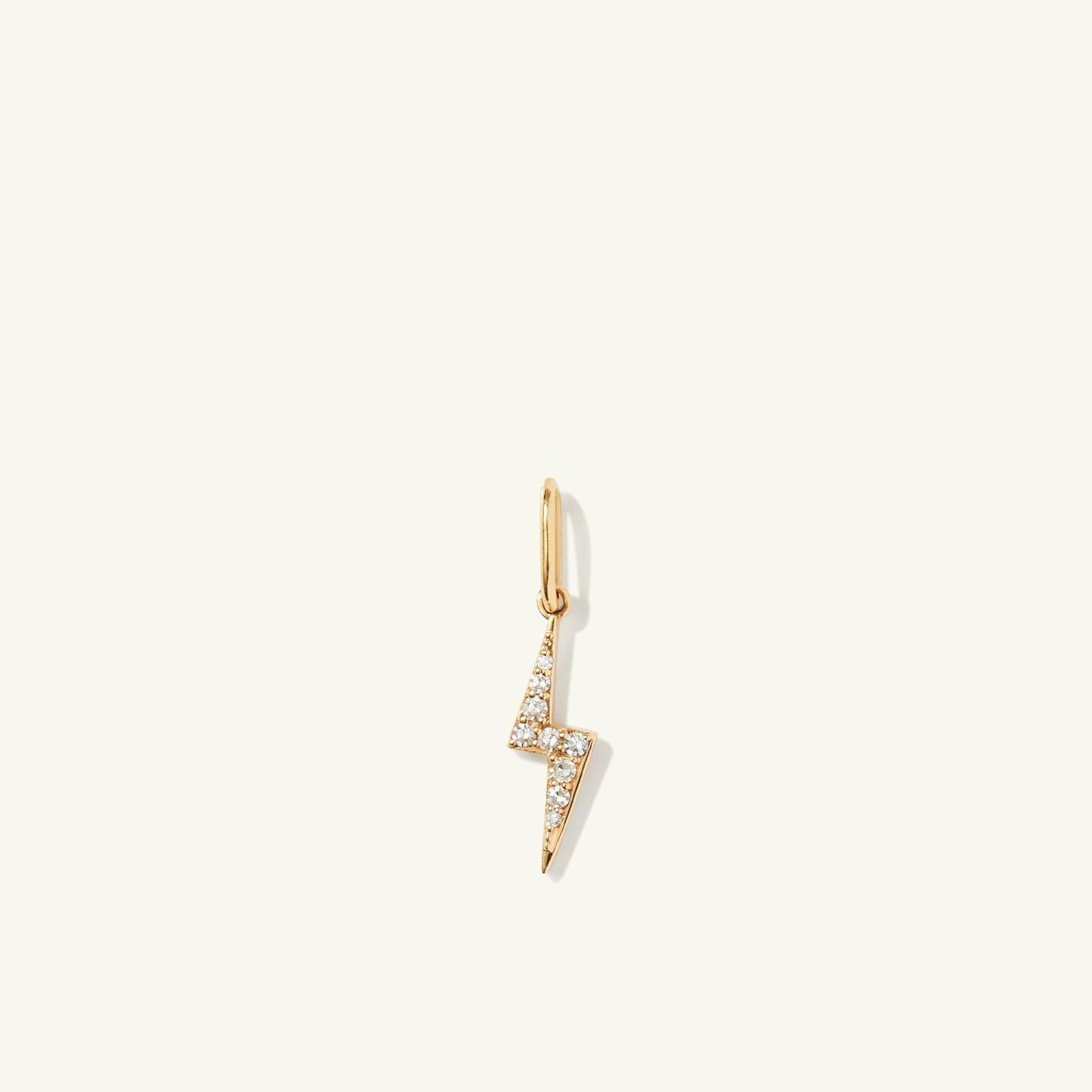 Pavé Diamond Lightning Bolt Charm 14k Yellow Gold | Womens Bracelet Charms