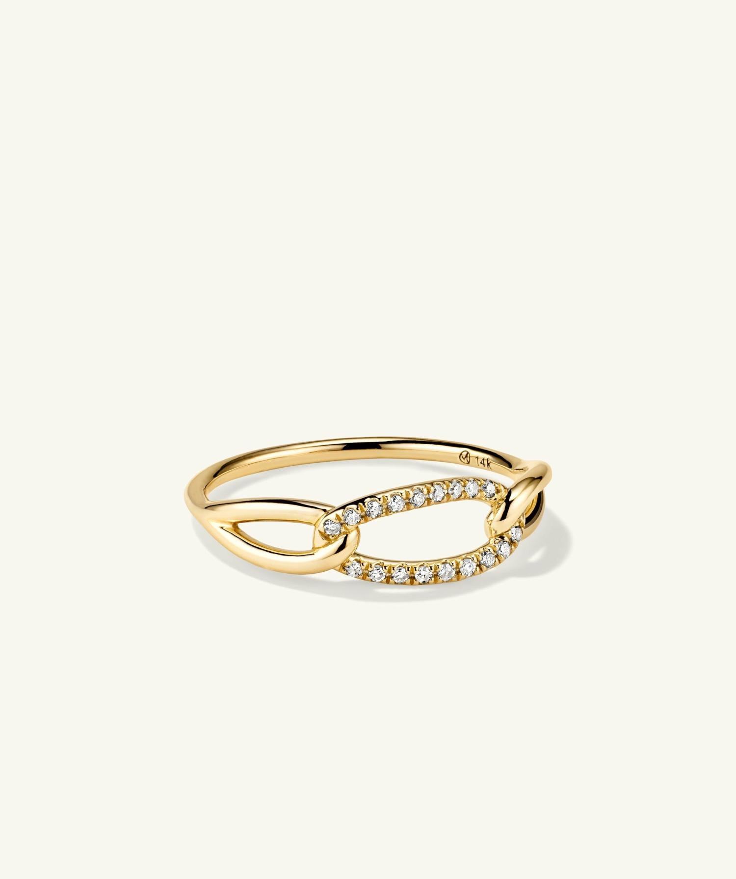 Pavé Diamond Oversized Curb Ring 14k Yellow Gold | Womens Statement Rings