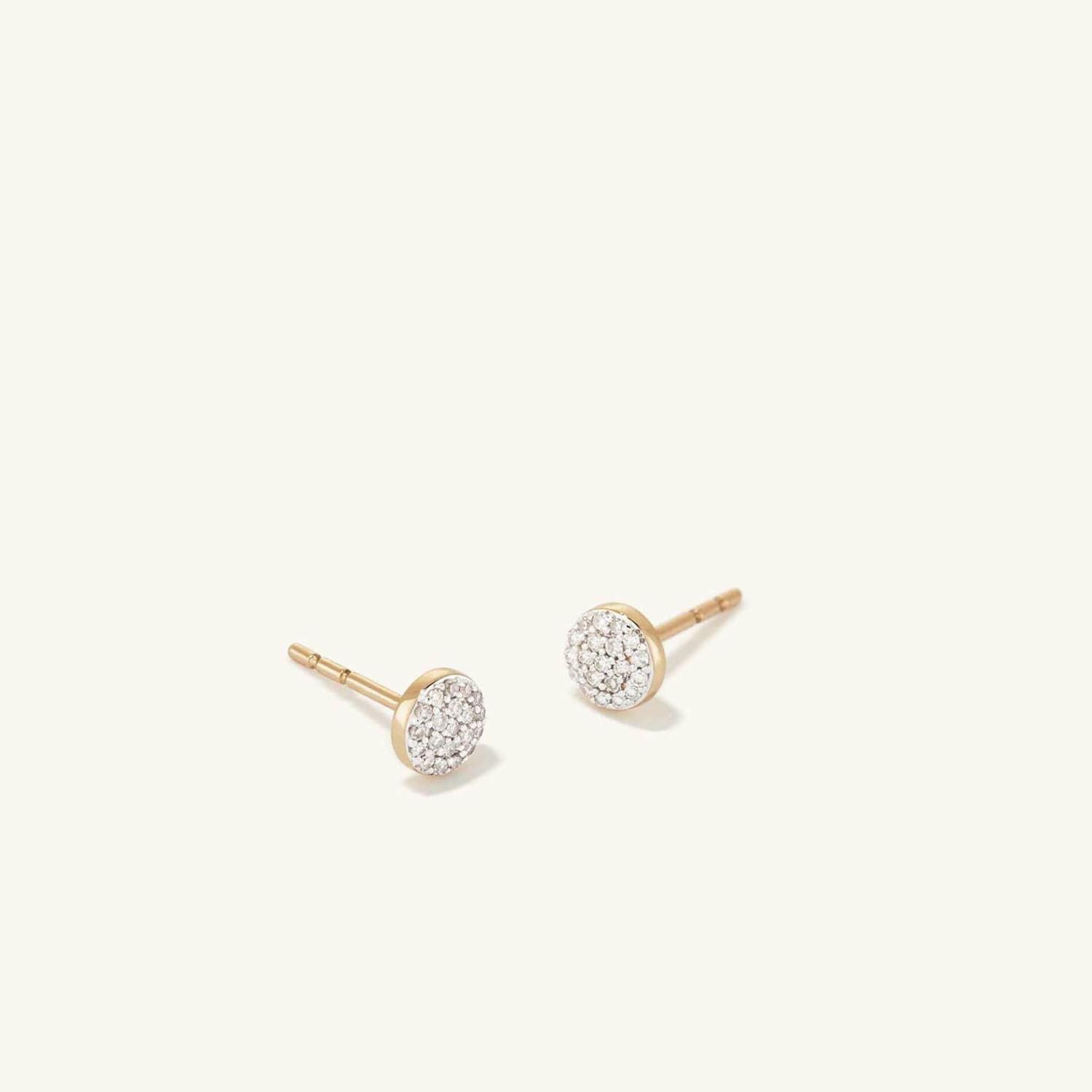 Pavé Diamond Round Studs 14k Yellow Gold | Womens Stud Earrings