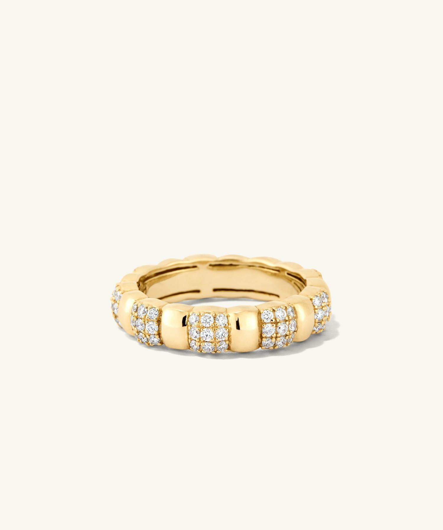 Pavé Diamond Soft Charlotte Ring 14k Yellow Gold | Womens Stackable Rings