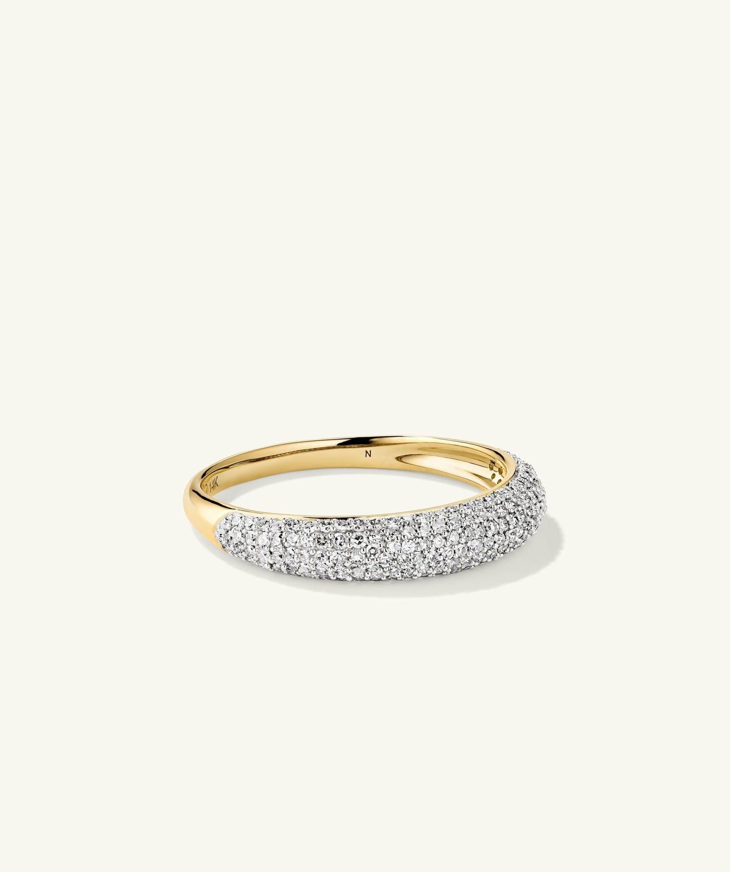 Pavé Diamond Thin Dôme Ring 14k Yellow Gold | Womens Statement Rings