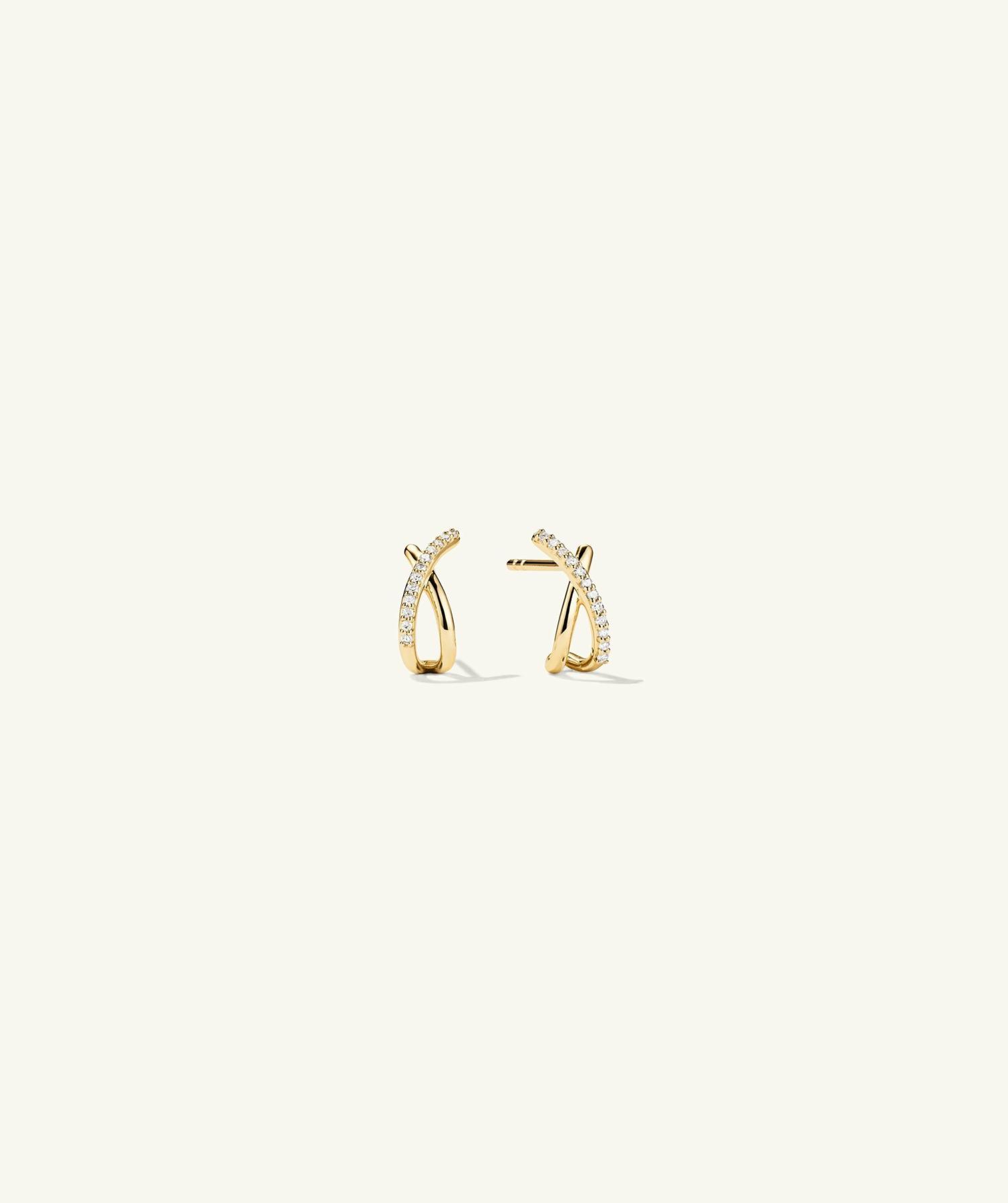 Pavé Diamond X Studs 14k Yellow Gold | Womens Stud Earrings