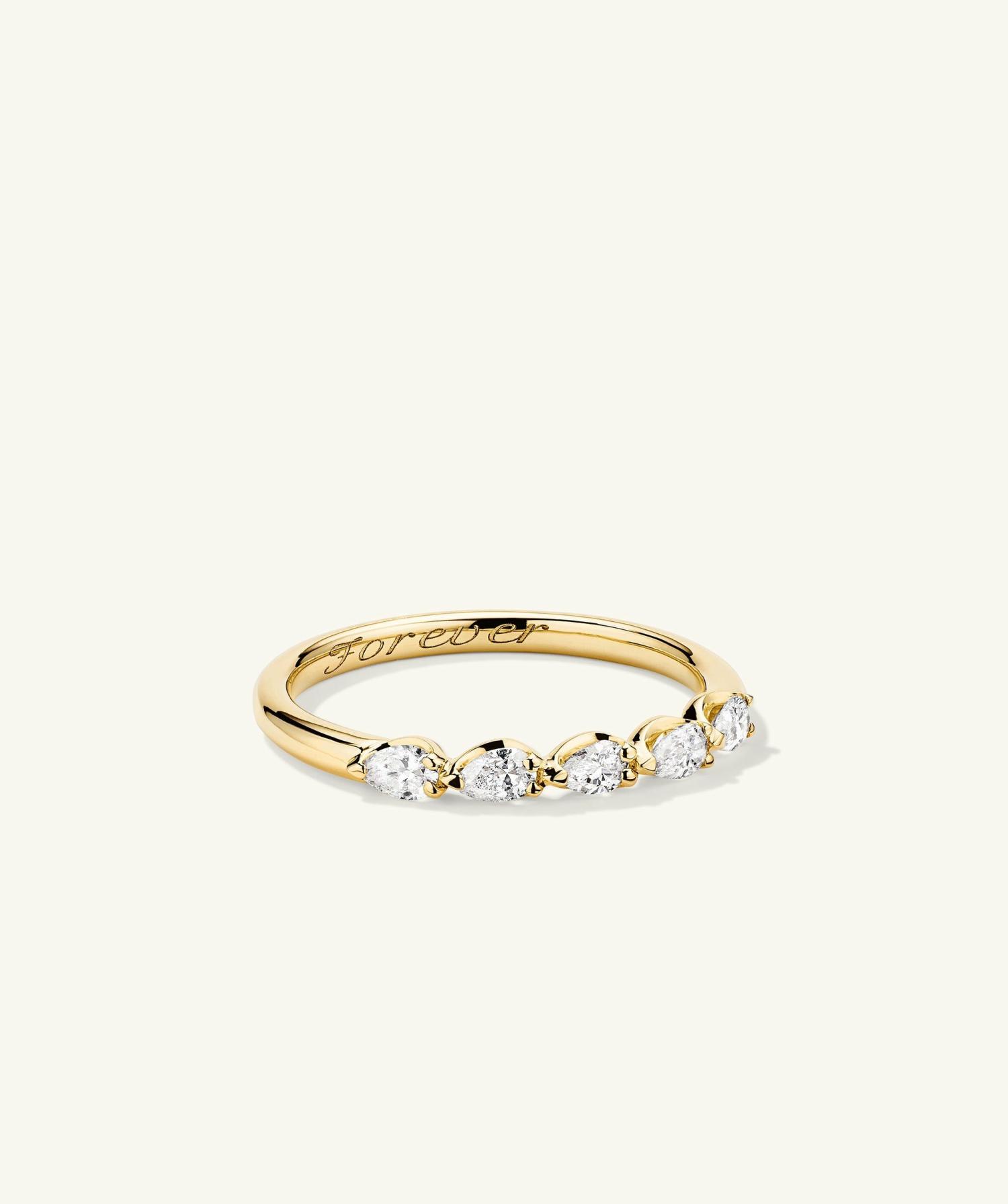 Pear Multi Diamond Ring 14k Yellow Gold | Womens Stackable Rings