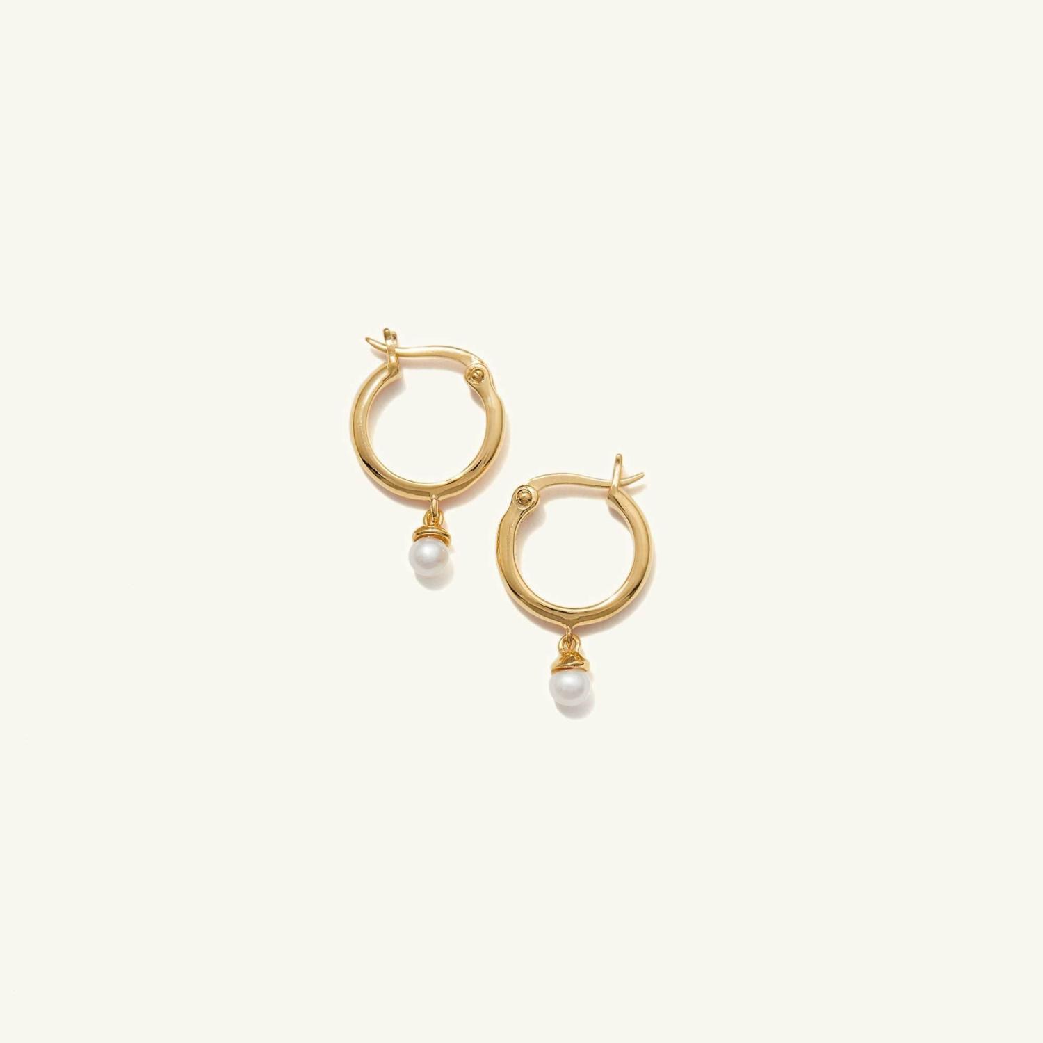 Pearl Hoops Gold Vermeil | Womens Hoop Earrings