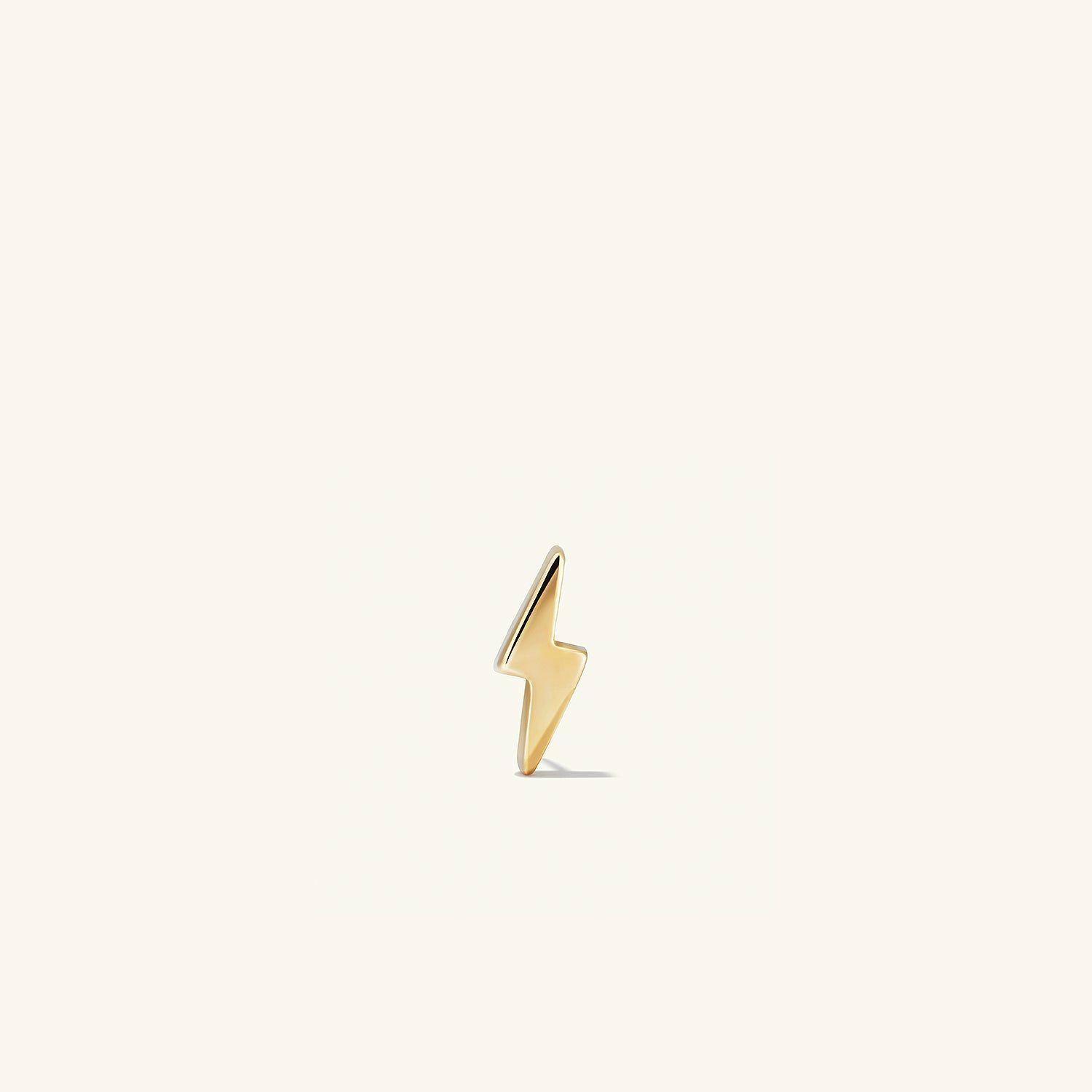 Piercing Studio – Lightning Bolt Flat Back Stud 14k Yellow Gold | Womens Stud Earrings