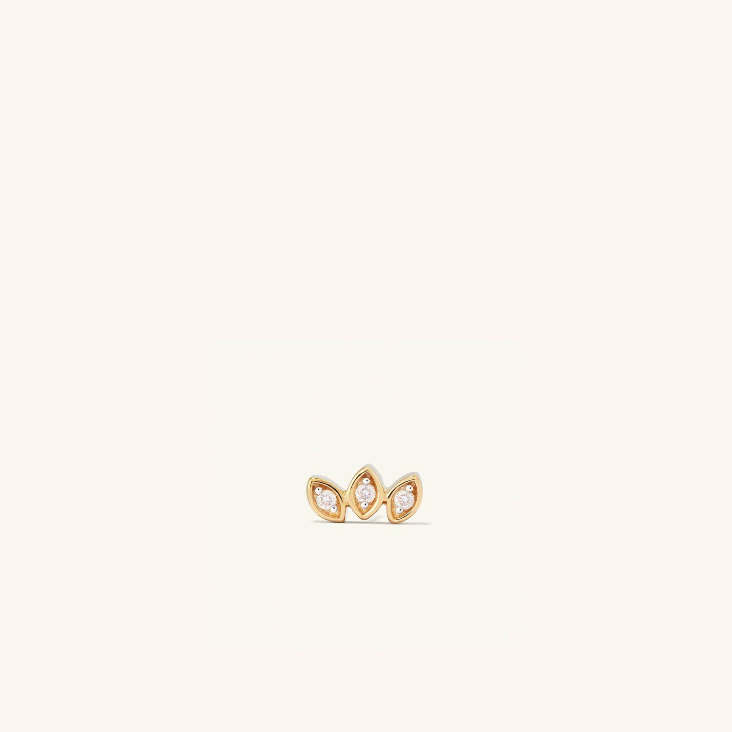 Piercing Studio – Marquise Diamond Bar Flat Back Stud 14k Yellow Gold | Womens Stud Earrings