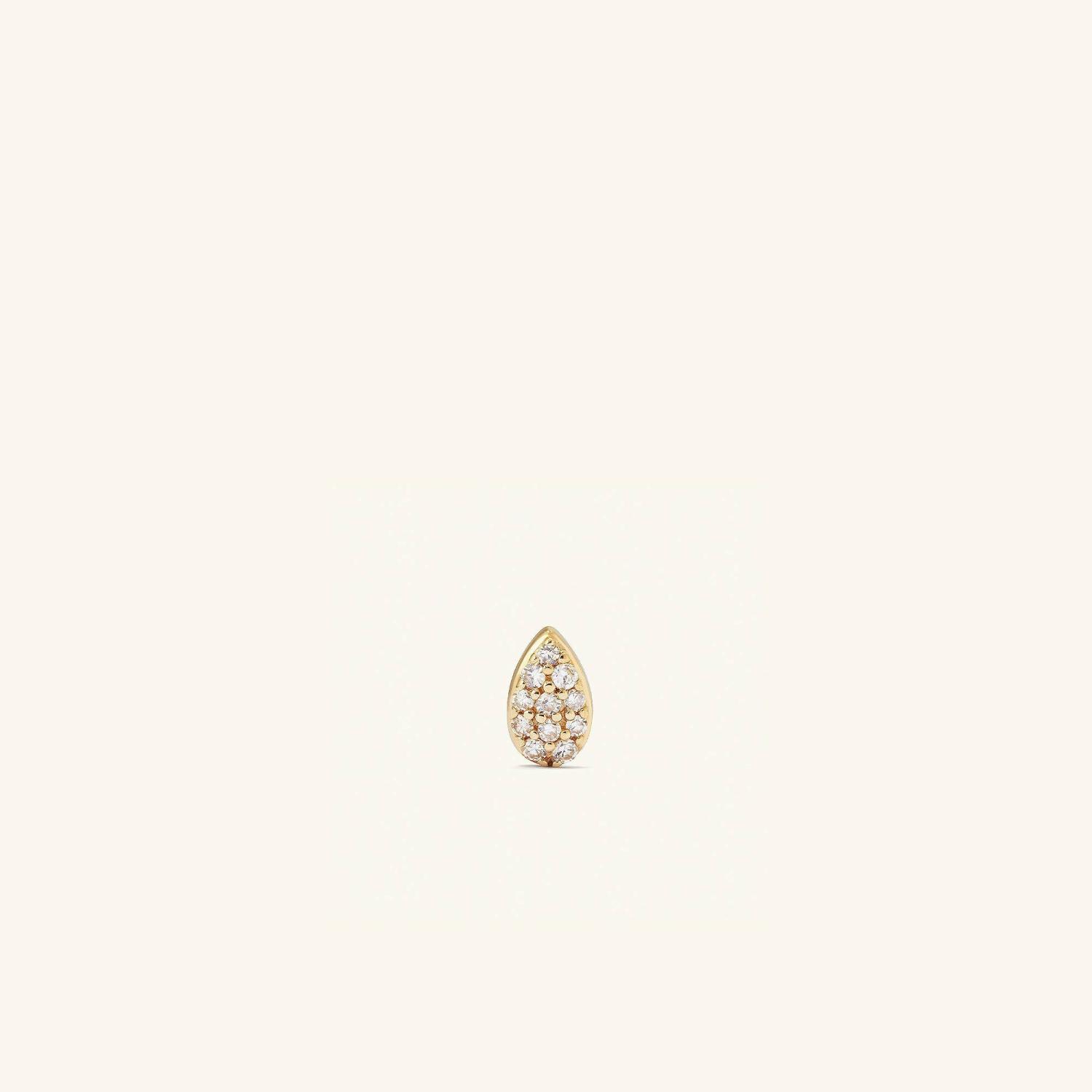 Piercing Studio – Pave Diamond Flat Back Pear Stud 14k Yellow Gold | Womens Stud Earrings