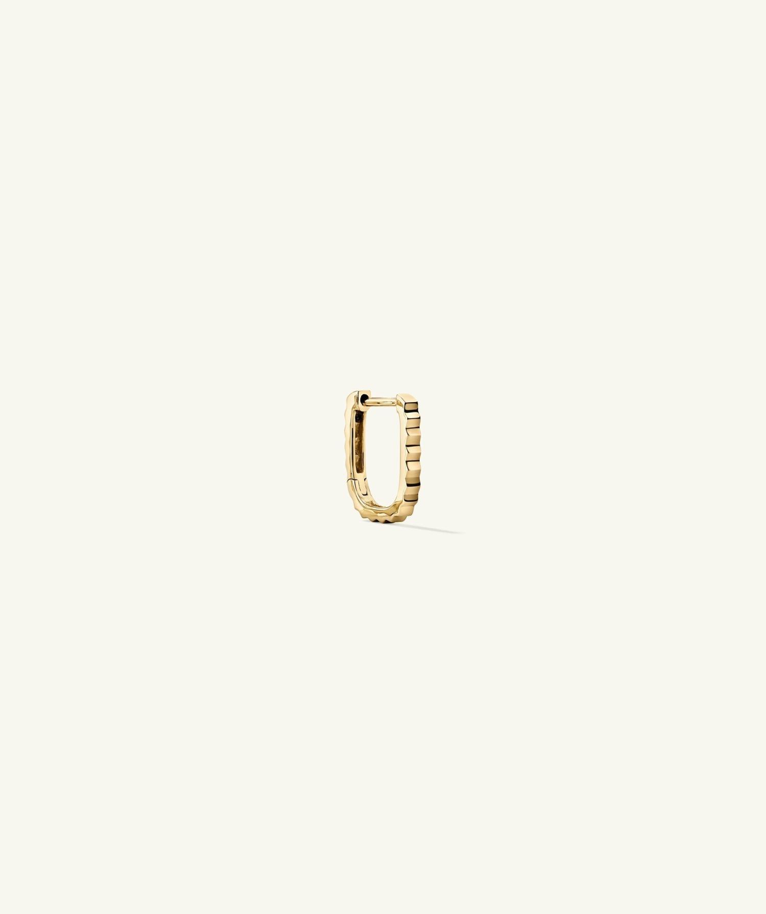 Pleated Huggie U Hoop 14k Yellow Gold | Womens Single Earrings