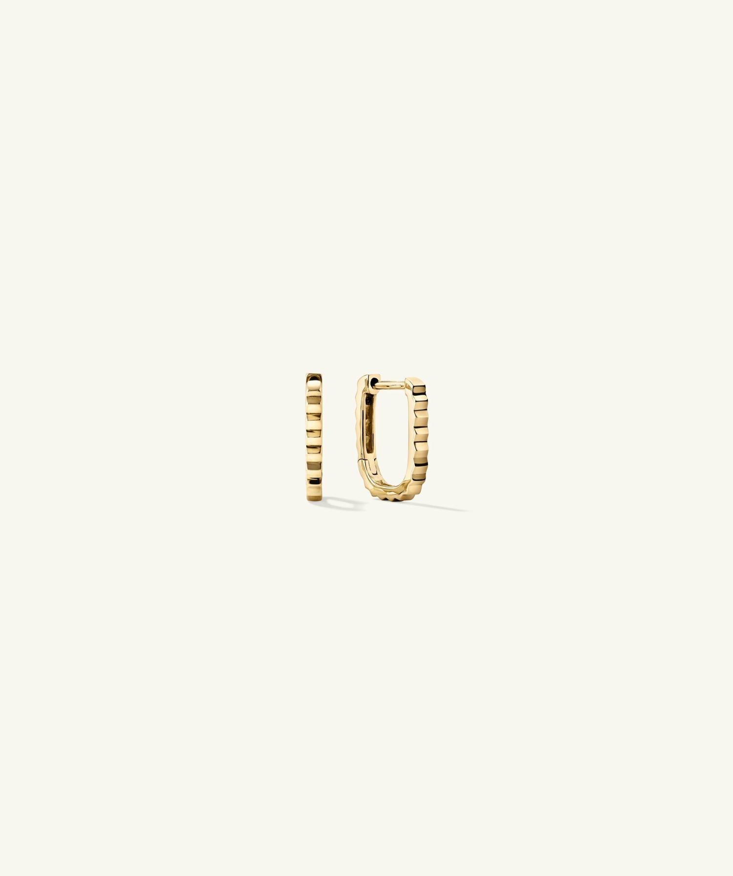 Pleated Huggie U Hoops 14k Yellow Gold | Womens Hoop Earrings