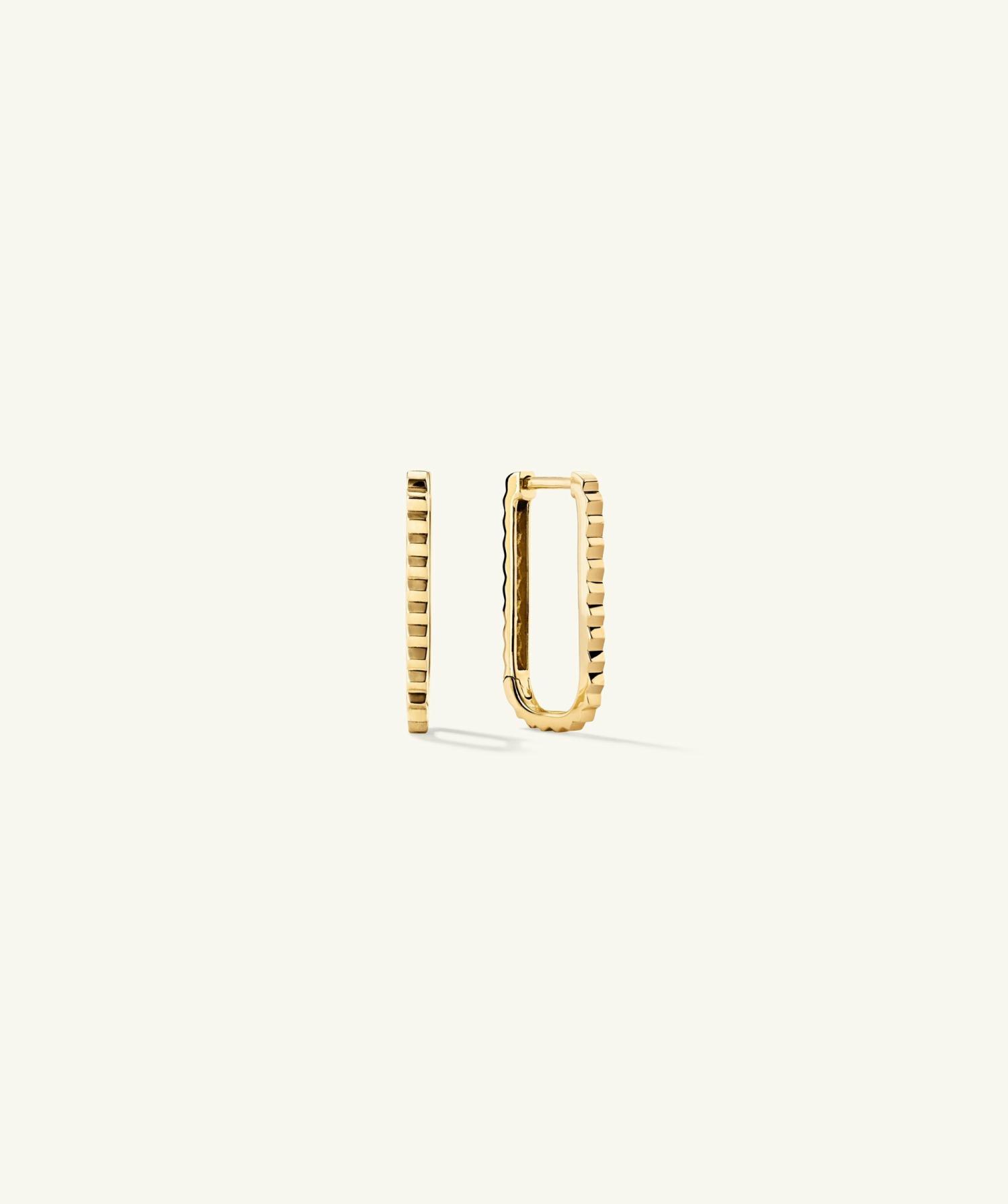 Pleated Medium U Hoops 14k Yellow Gold | Womens Hoop Earrings