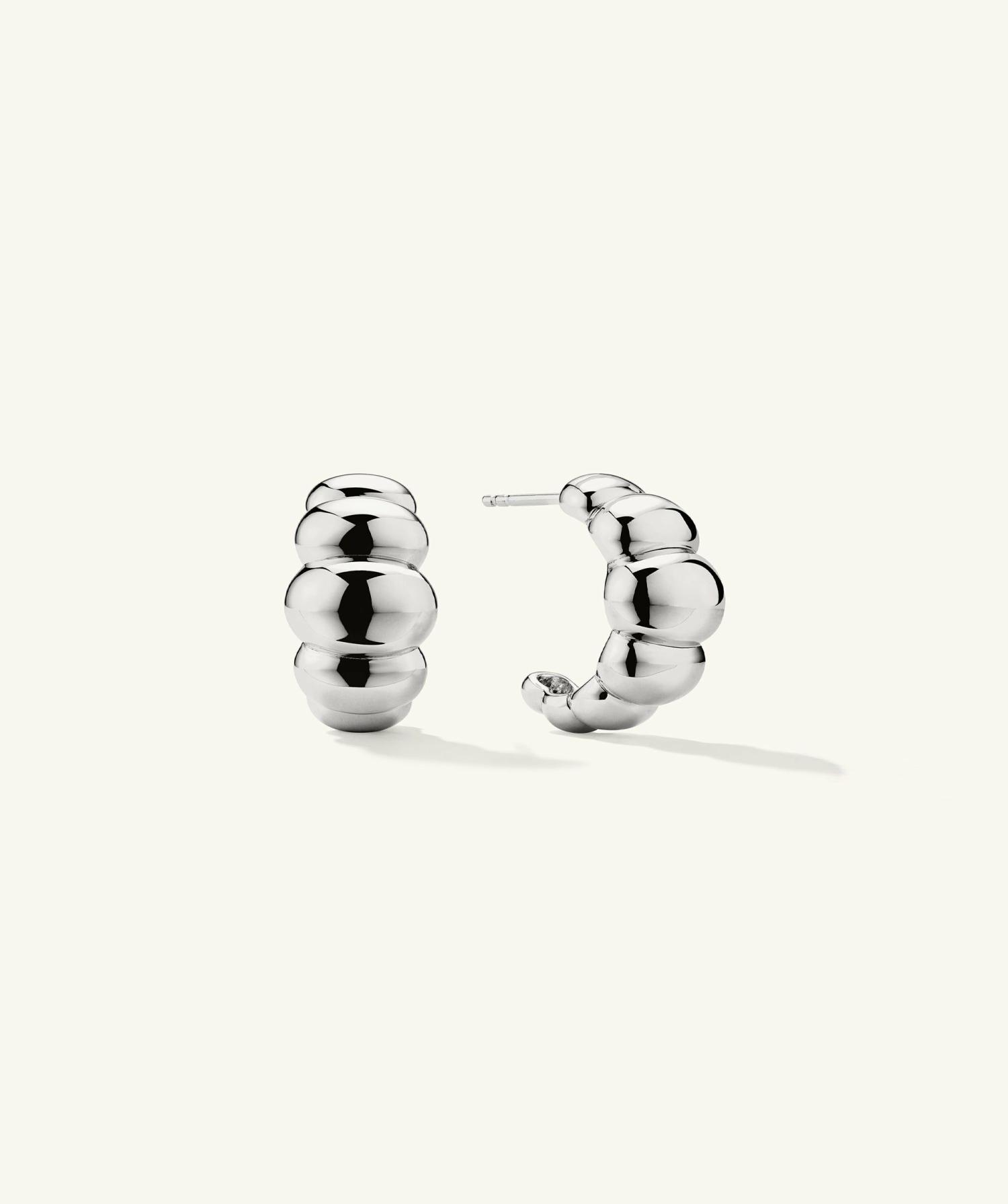 Puffy Charlotte Hoops Sterling Silver | Womens Hoop Earrings