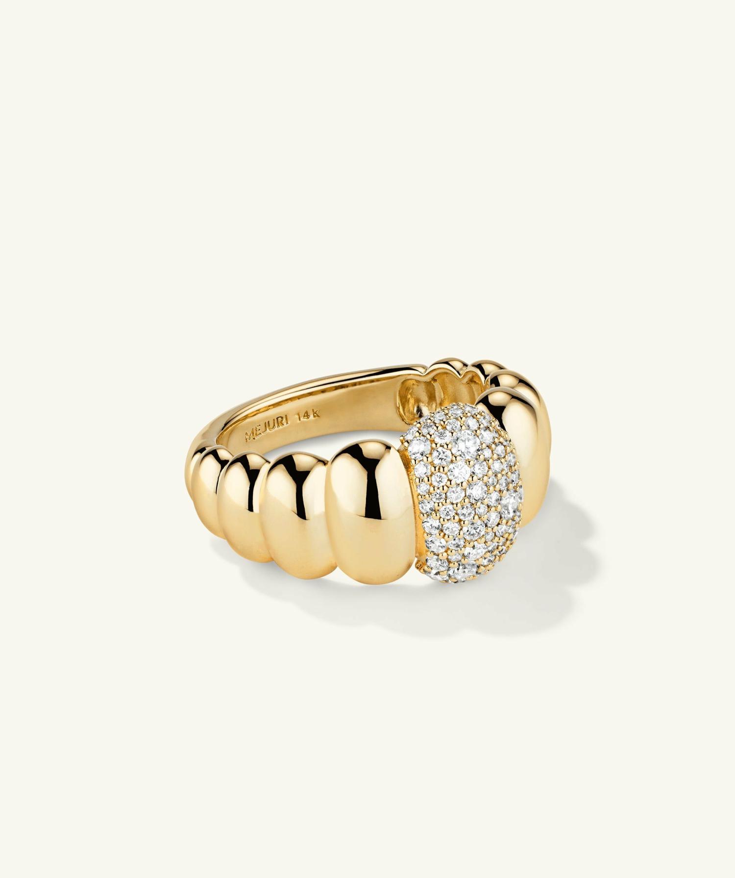 Puffy Charlotte Pavé Diamond Ring 14k Yellow Gold | Womens Statement Rings