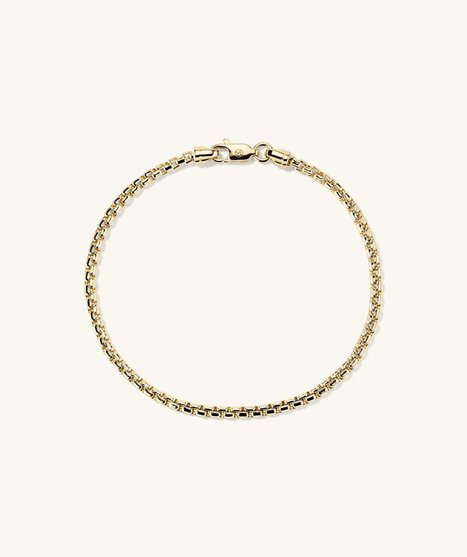 Round Box Chain Bracelet 14k Yellow Gold | Womens Chain Bracelets