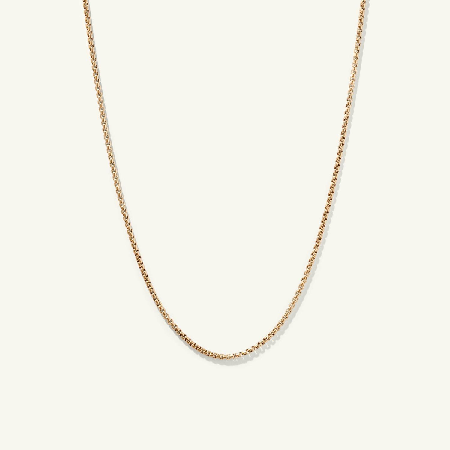 Round Box Chain Necklace 14k Yellow Gold | Womens Chain Necklaces