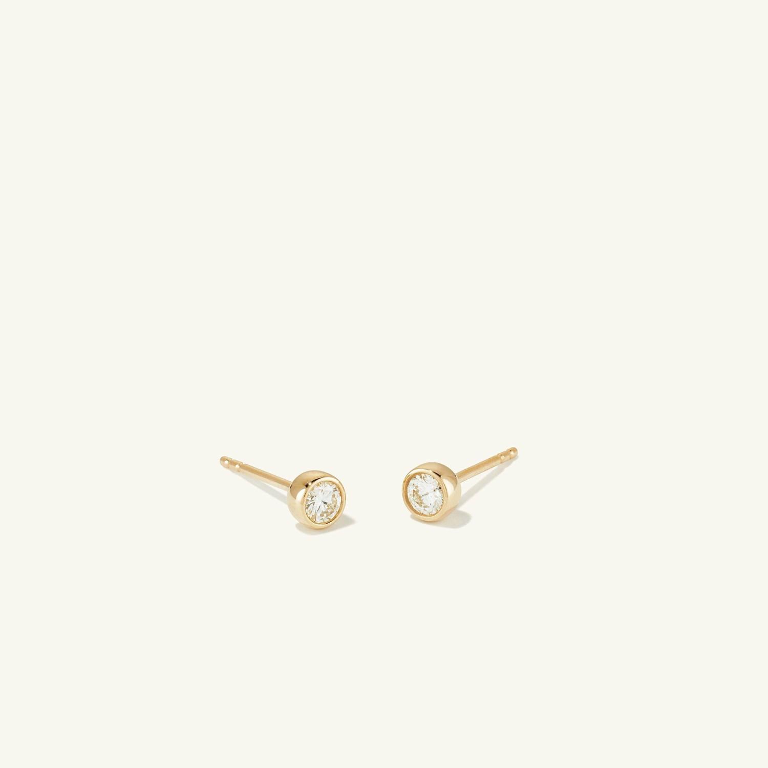 Round Diamond Studs 14k Yellow Gold | Womens Stud Earrings