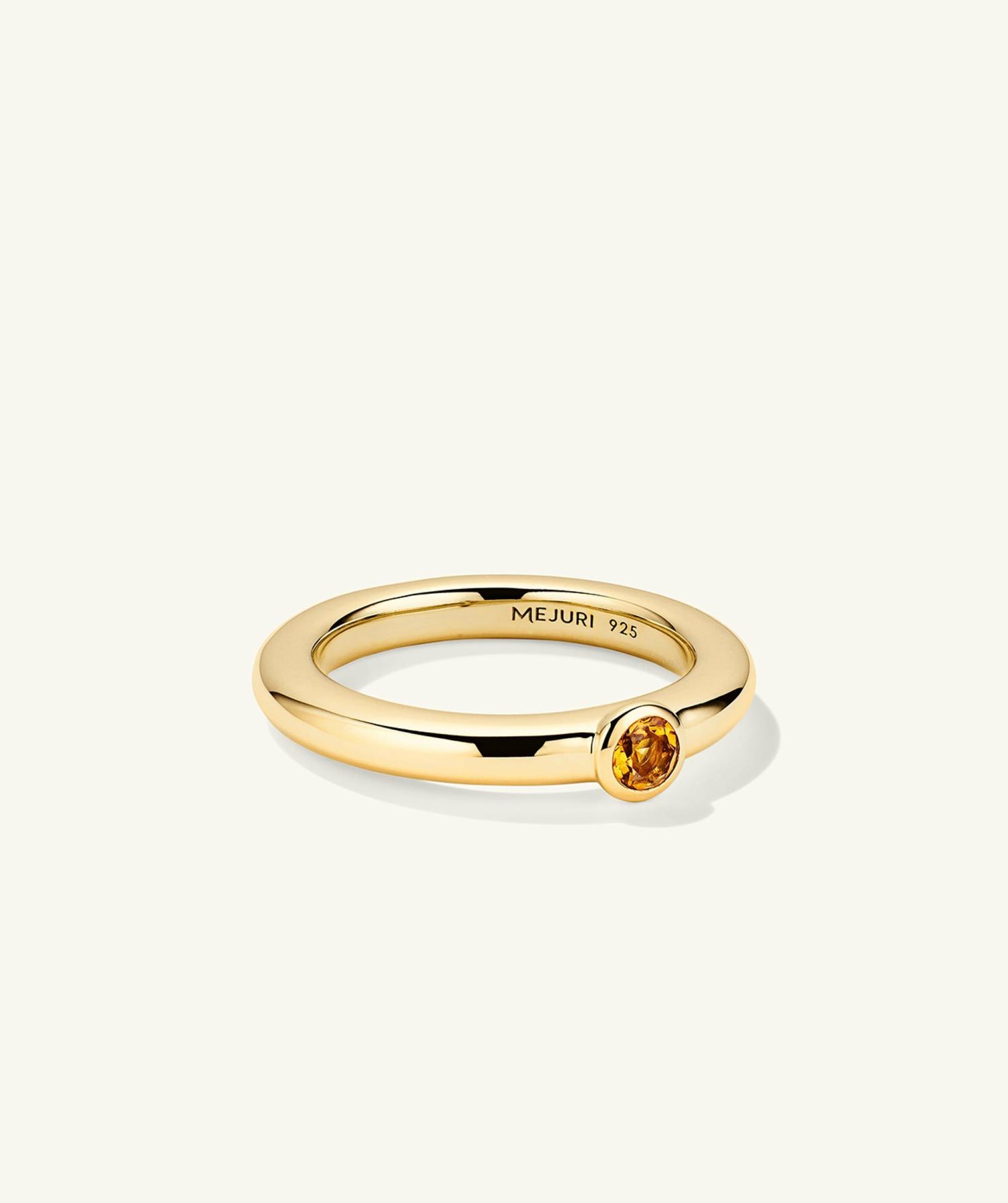 Round Gemstone Stacker Ring Gold Vermeil | Womens Stackable Rings