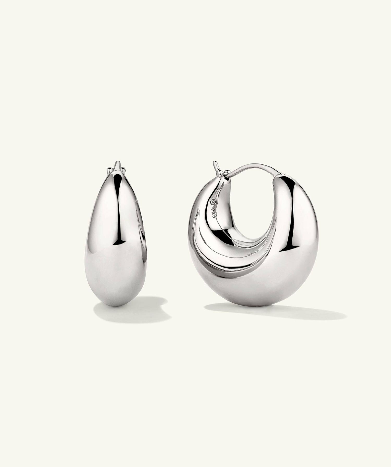 Sculptural Hoops Sterling Silver | Womens Hoop Earrings