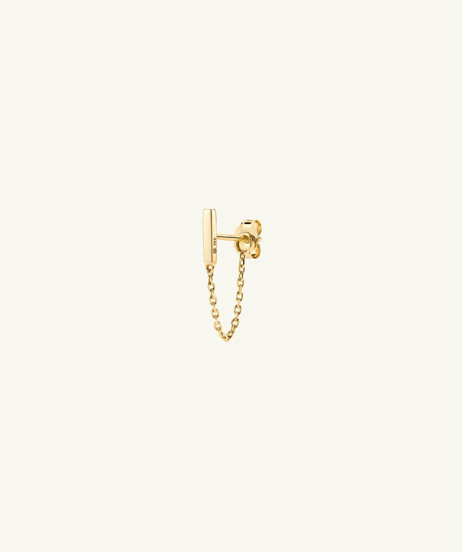 Single Bar Chain Stud 14k Yellow Gold | Womens Stud Earrings