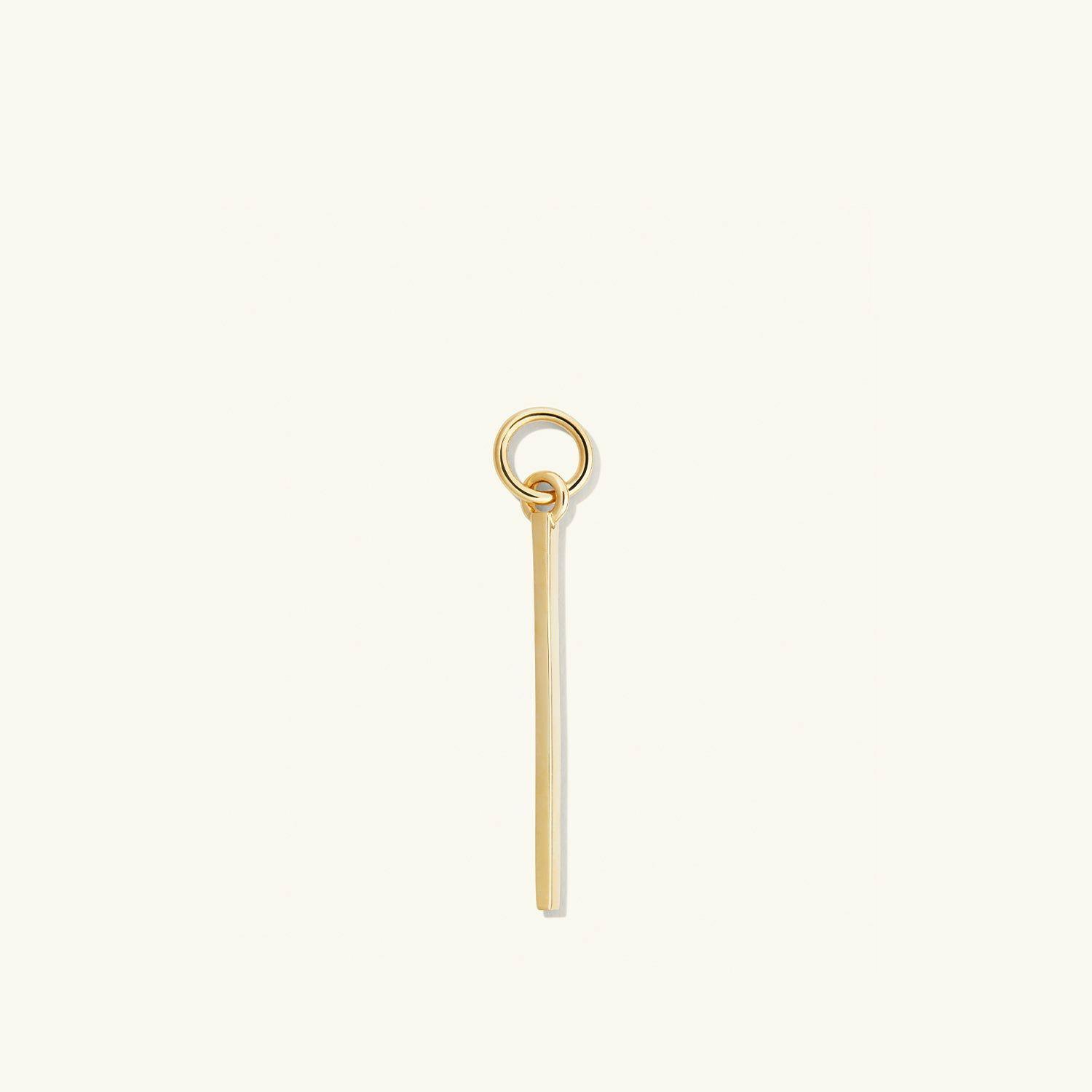 Single Bar Hoop Charm 14k Yellow Gold | Womens Hoop Charms