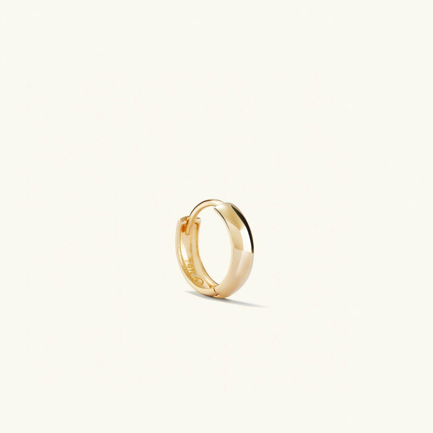 Single Bold Huggie Hoop 14k Yellow Gold | Womens Single Earrings