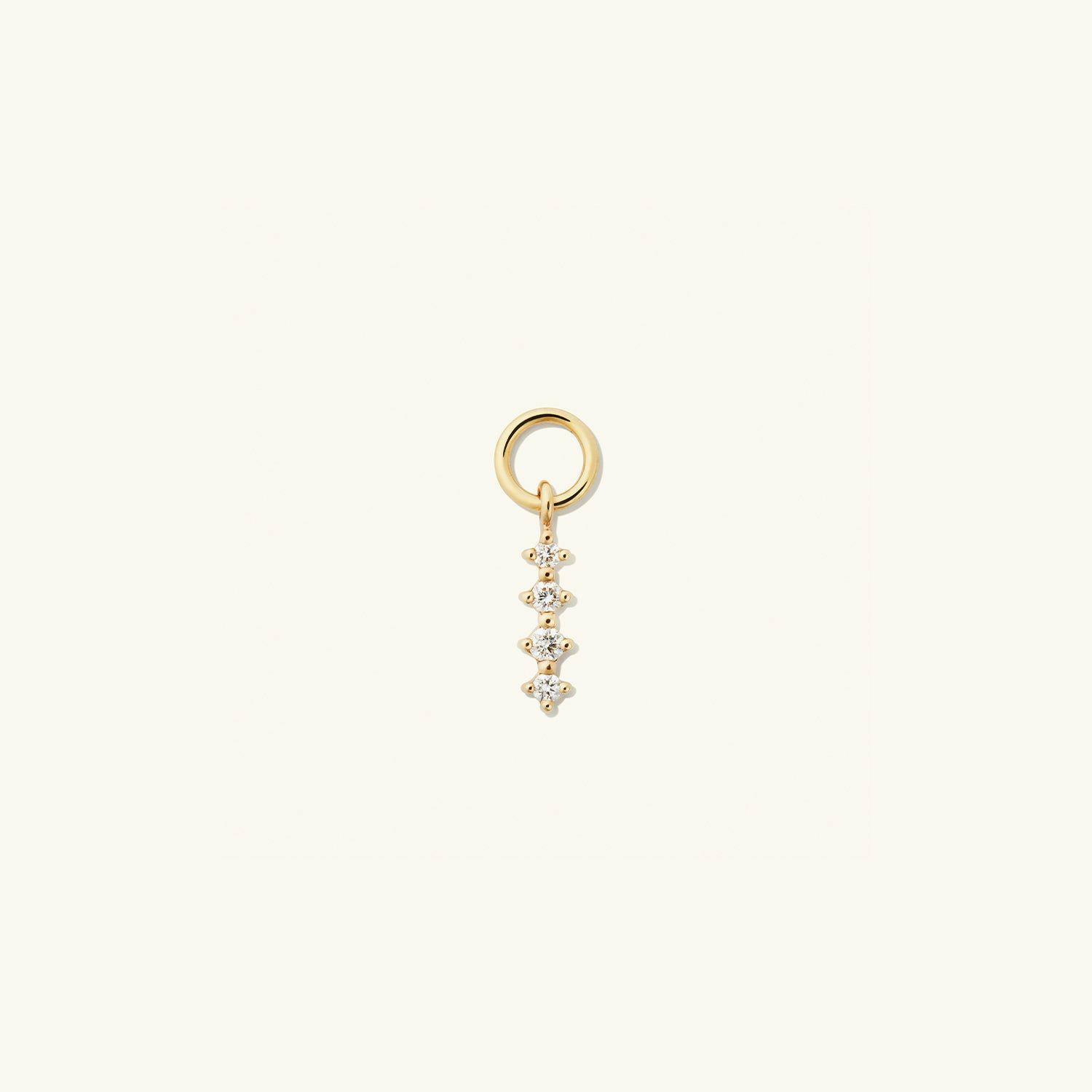 Single Diamond Icicle Hoop Charm 14k Yellow Gold | Womens Hoop Charms