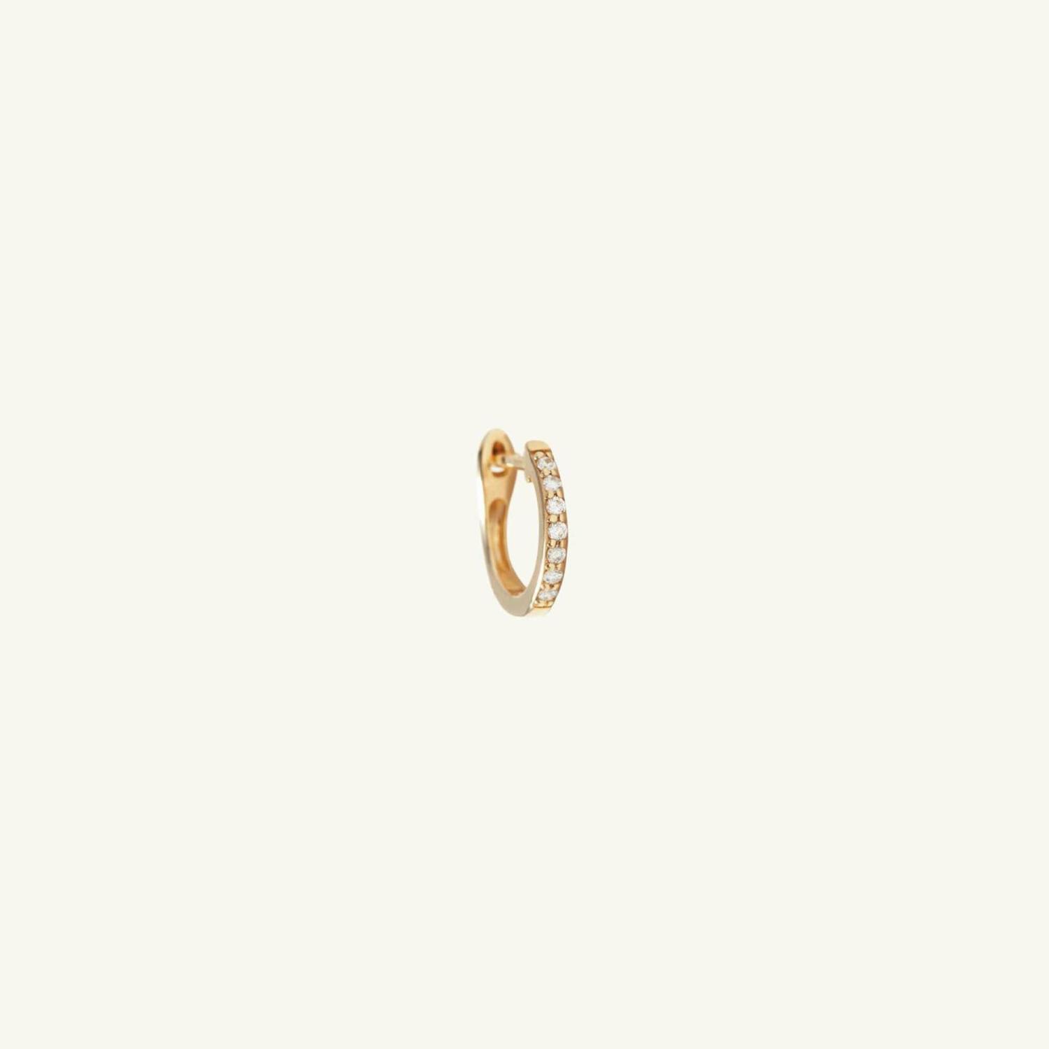 Single Diamonds Line Mini Hoop 14k Yellow Gold | Womens Hoop Earrings