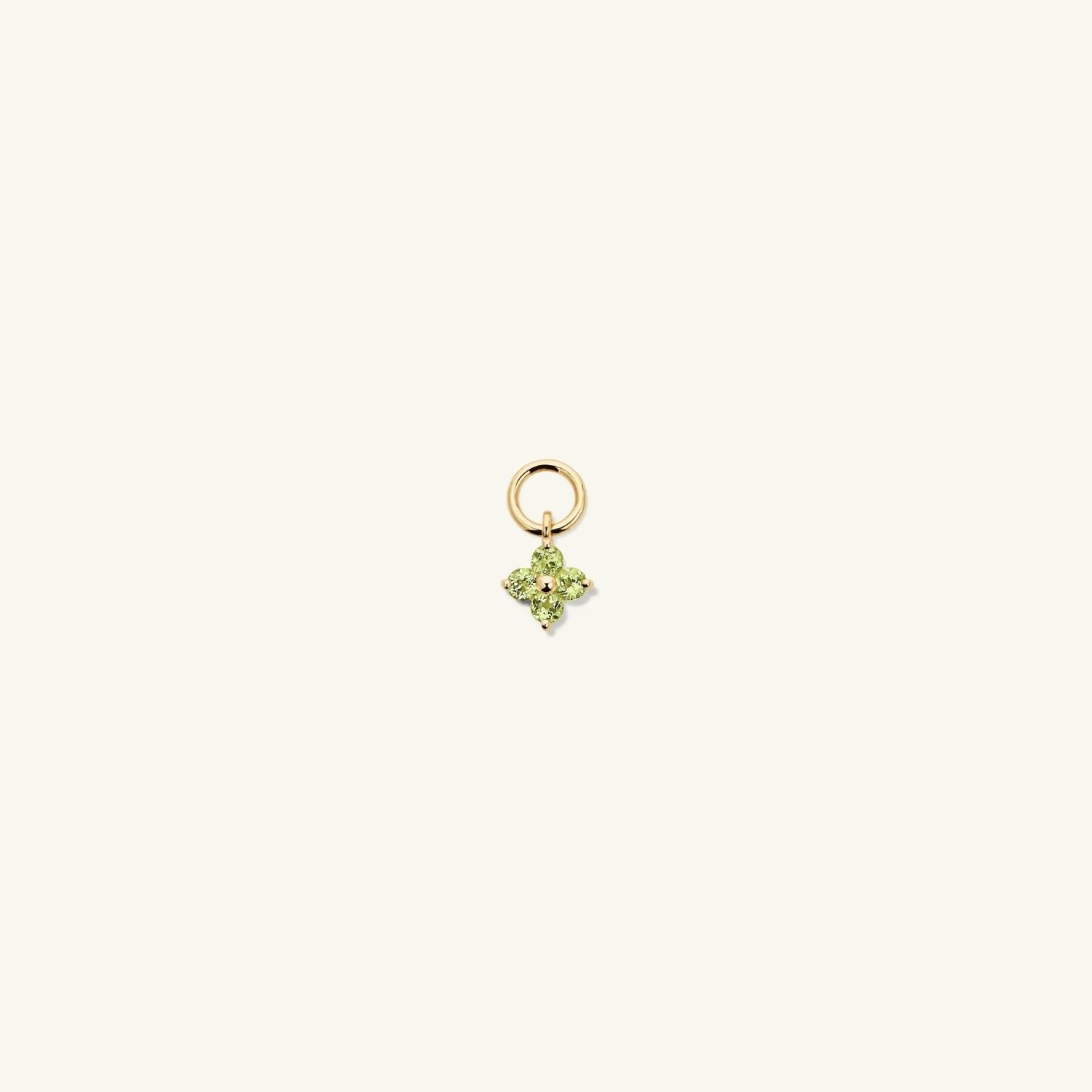 Single Gemstone Cluster Hoop Charm 14k Yellow Gold | Womens Hoop Charms