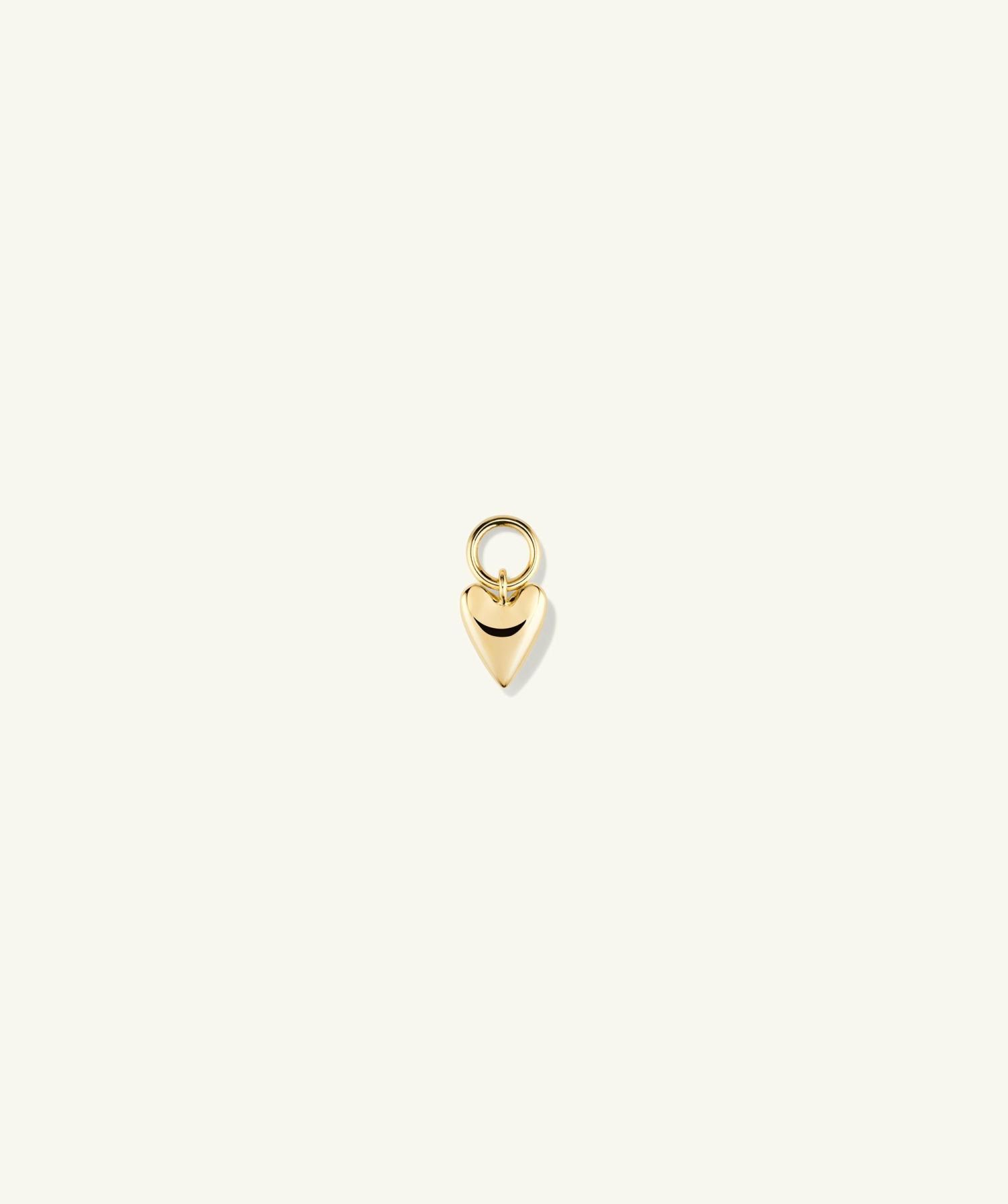 Single Mini Heart Hoop Charm 14k Yellow Gold | Womens Hoop Charms