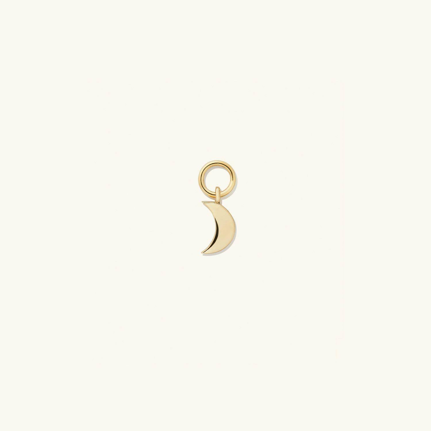 Single Moon Hoop Charm 14k Yellow Gold | Womens Hoop Charms