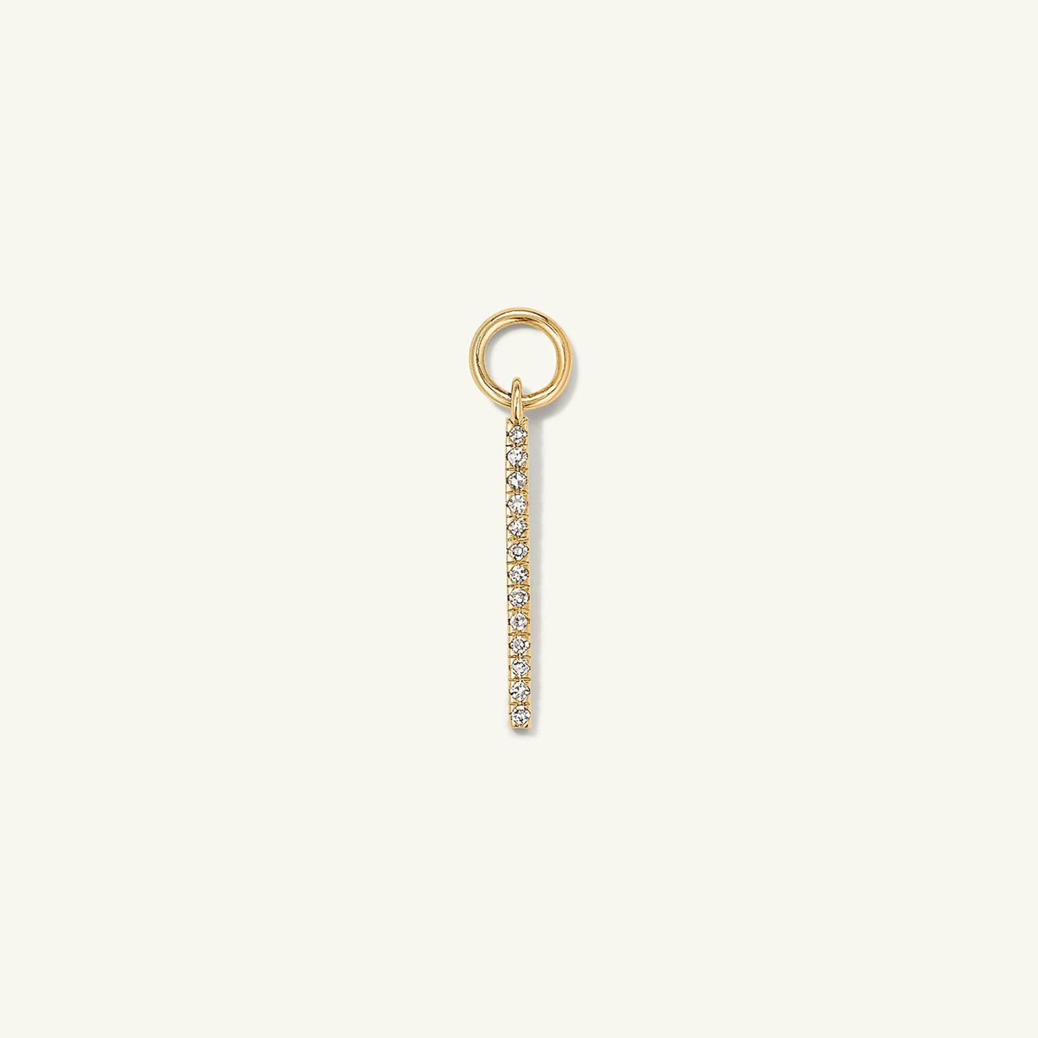 Single Pavé Diamond Bar Hoop Charm 14k Yellow Gold | Womens Hoop Charms