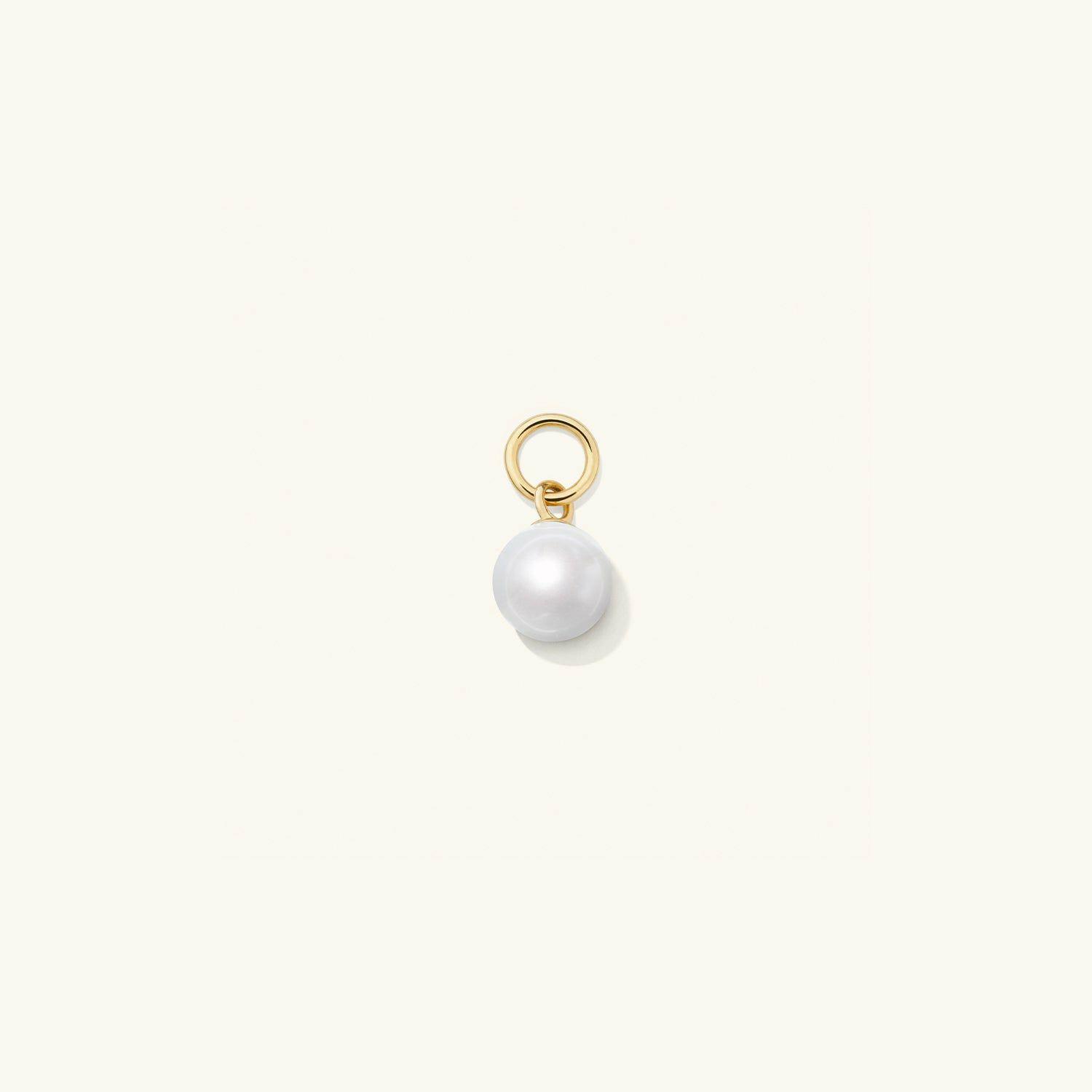 Single Pearl Hoop Charm 14k Yellow Gold | Womens Hoop Charms