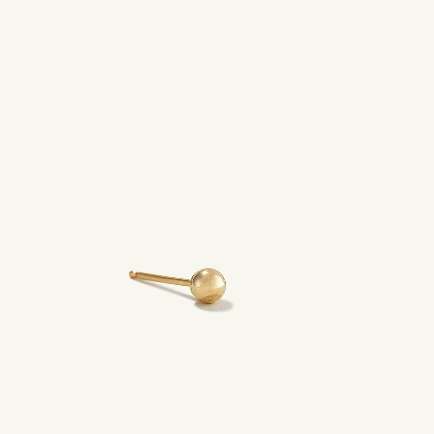 Single Sphere Stud 14k Yellow Gold | Womens Single Earrings