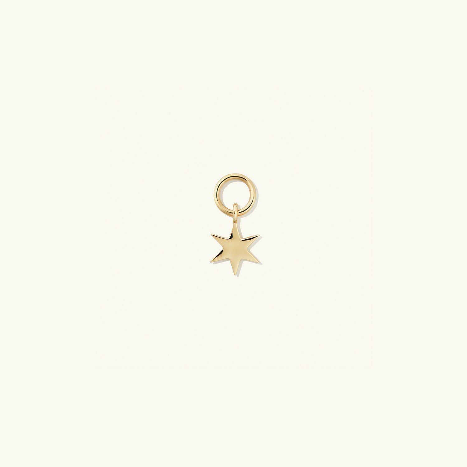 Single Star Hoop Charm 14k Yellow Gold | Womens Hoop Charms