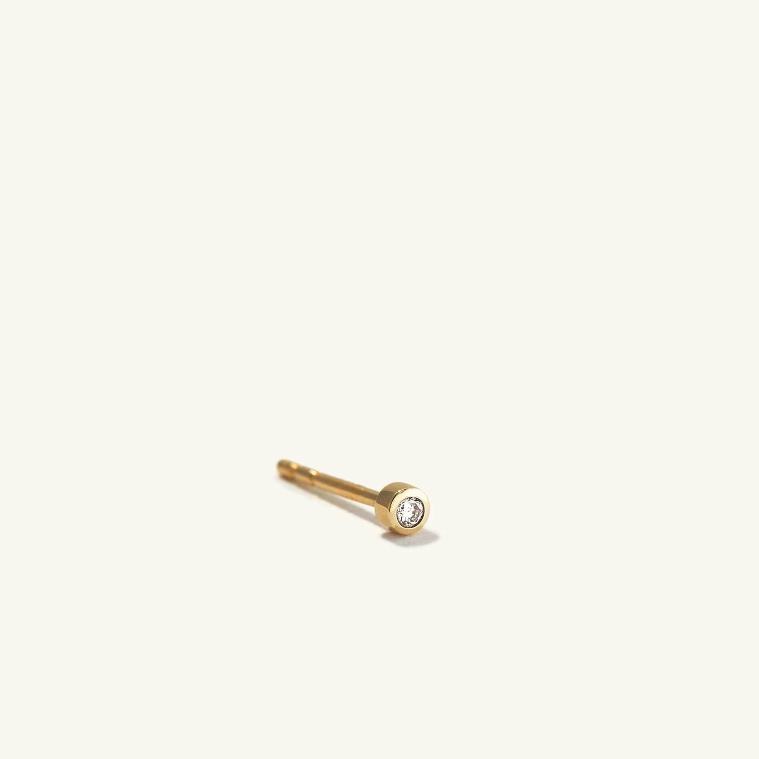 Single Tiny Diamond Stud 14k Yellow Gold | Womens Single Earrings