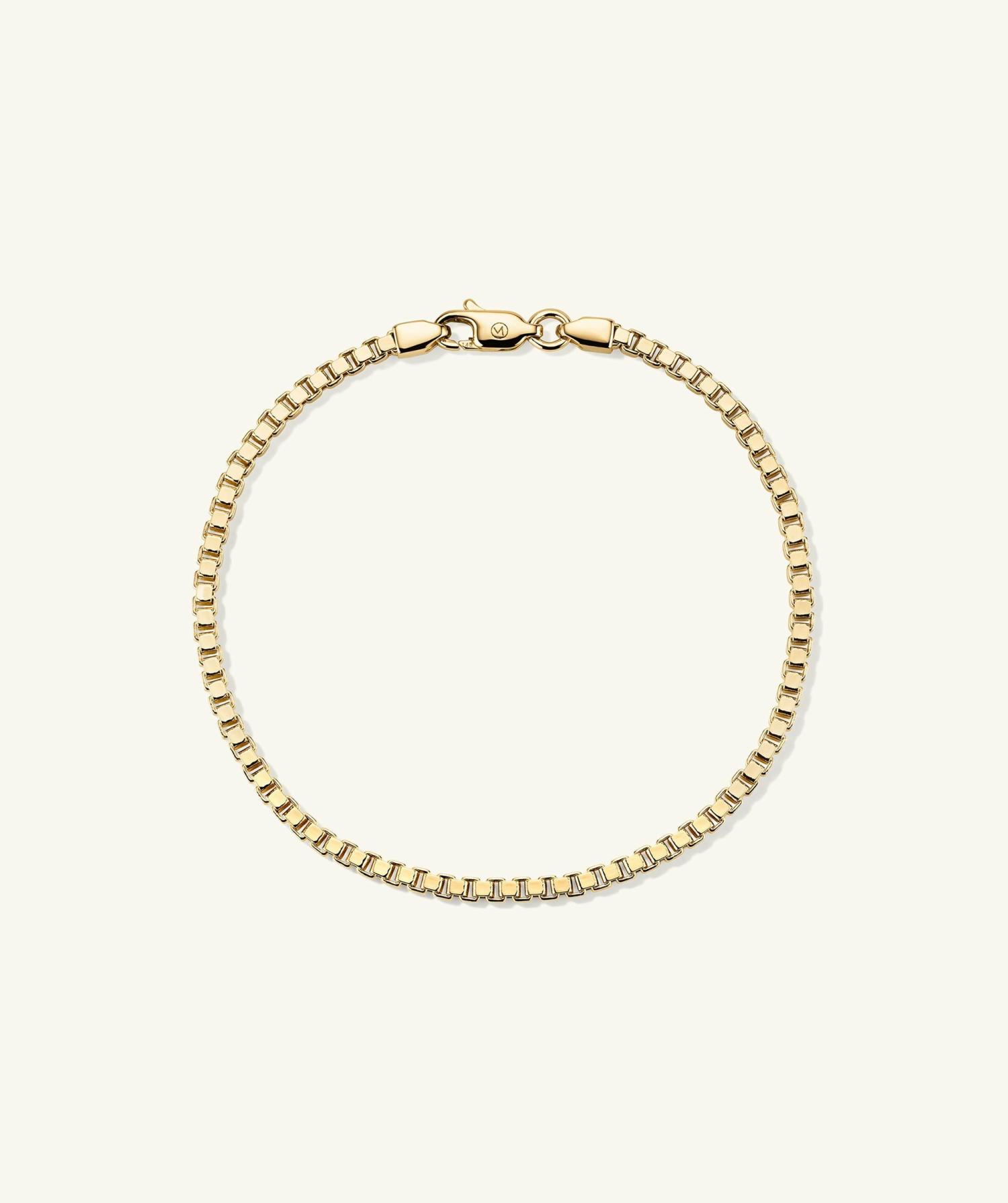 Square Box Chain Bracelet 14k Yellow Gold | Womens Chain Bracelets