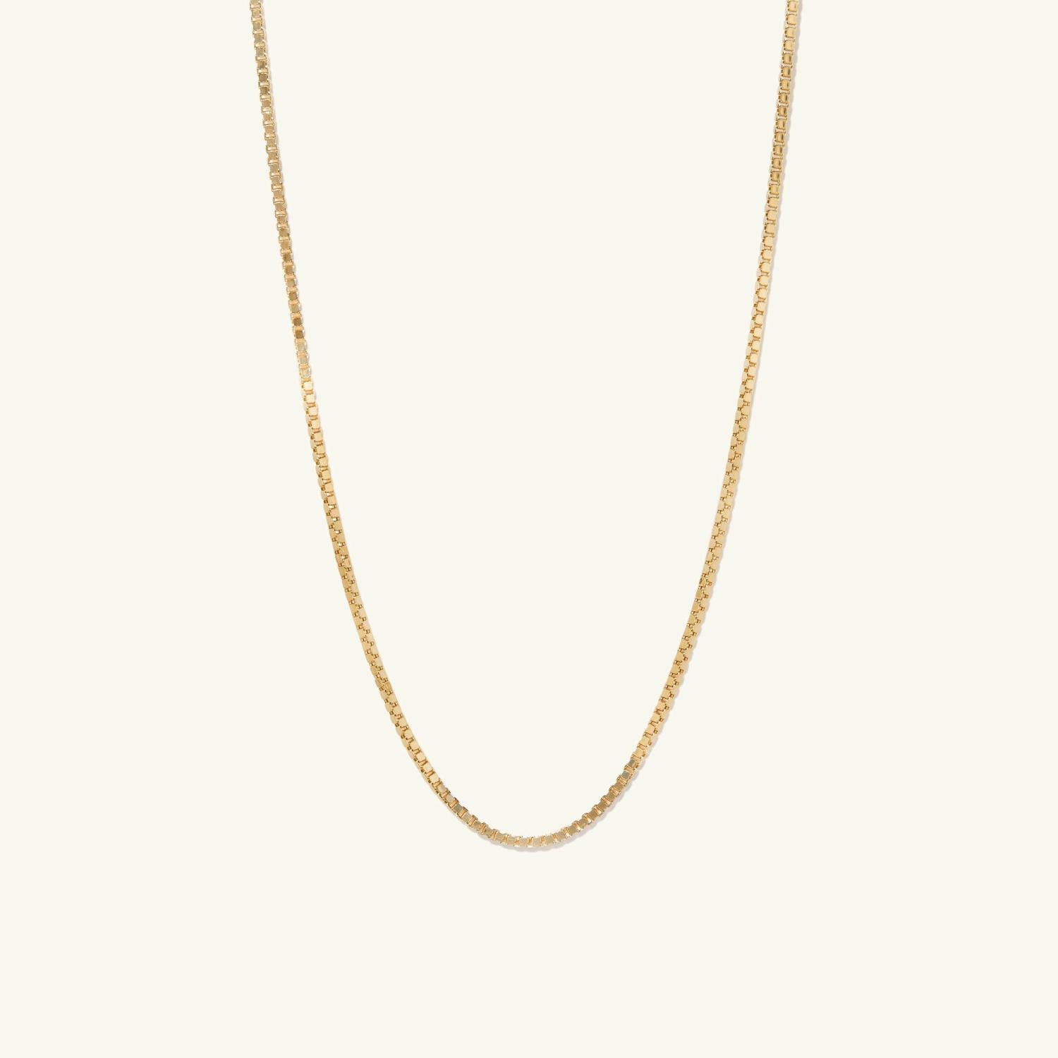 Square Box Chain Necklace 14k Yellow Gold | Womens Chain Necklaces