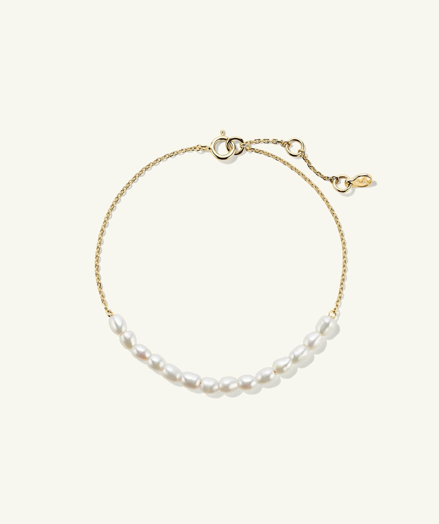 Tiny Pearl Bracelet Gold Vermeil | Womens Chain Bracelets