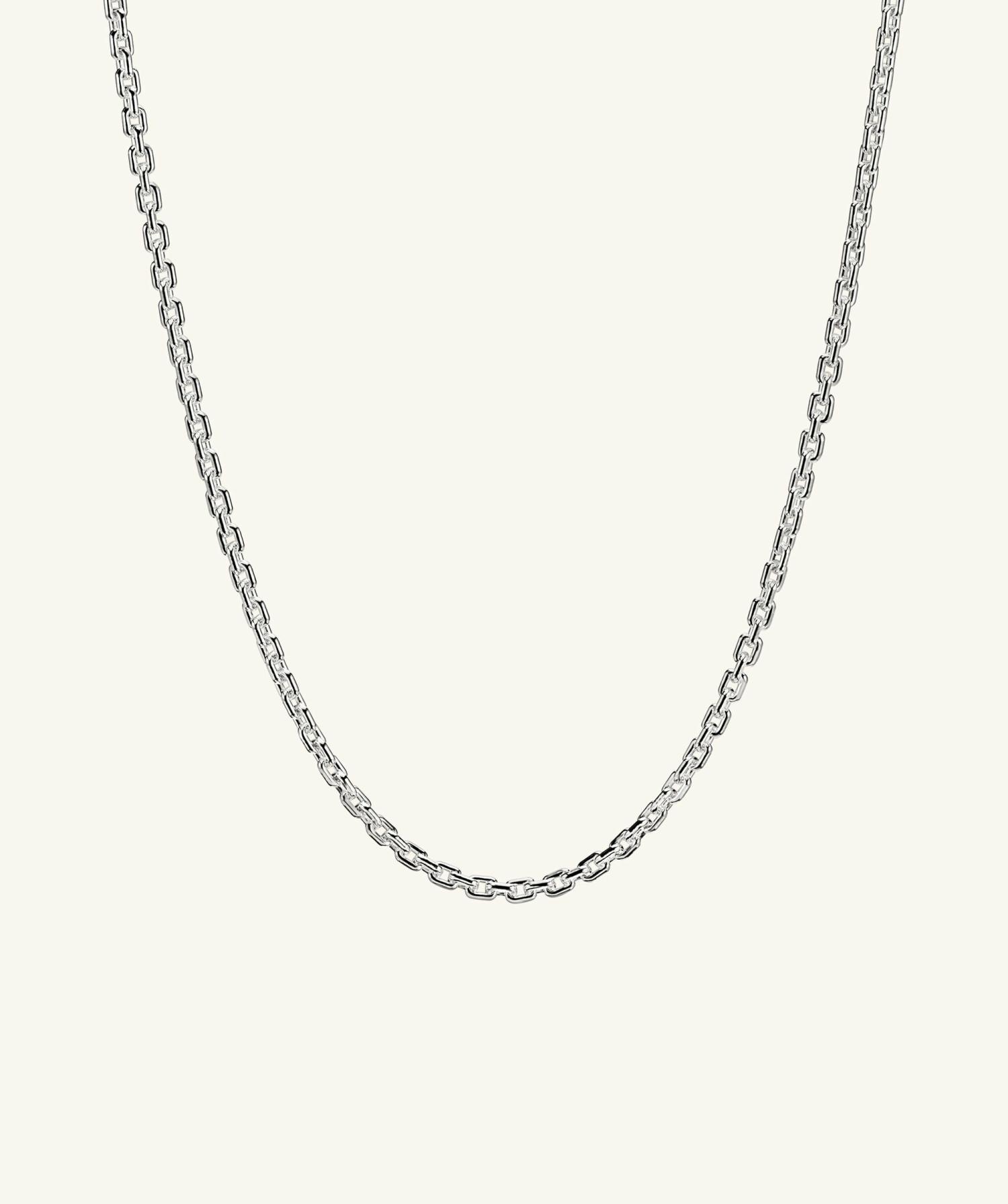 Trace Rectangle Chain Necklace Sterling Silver | Womens Chain Necklaces