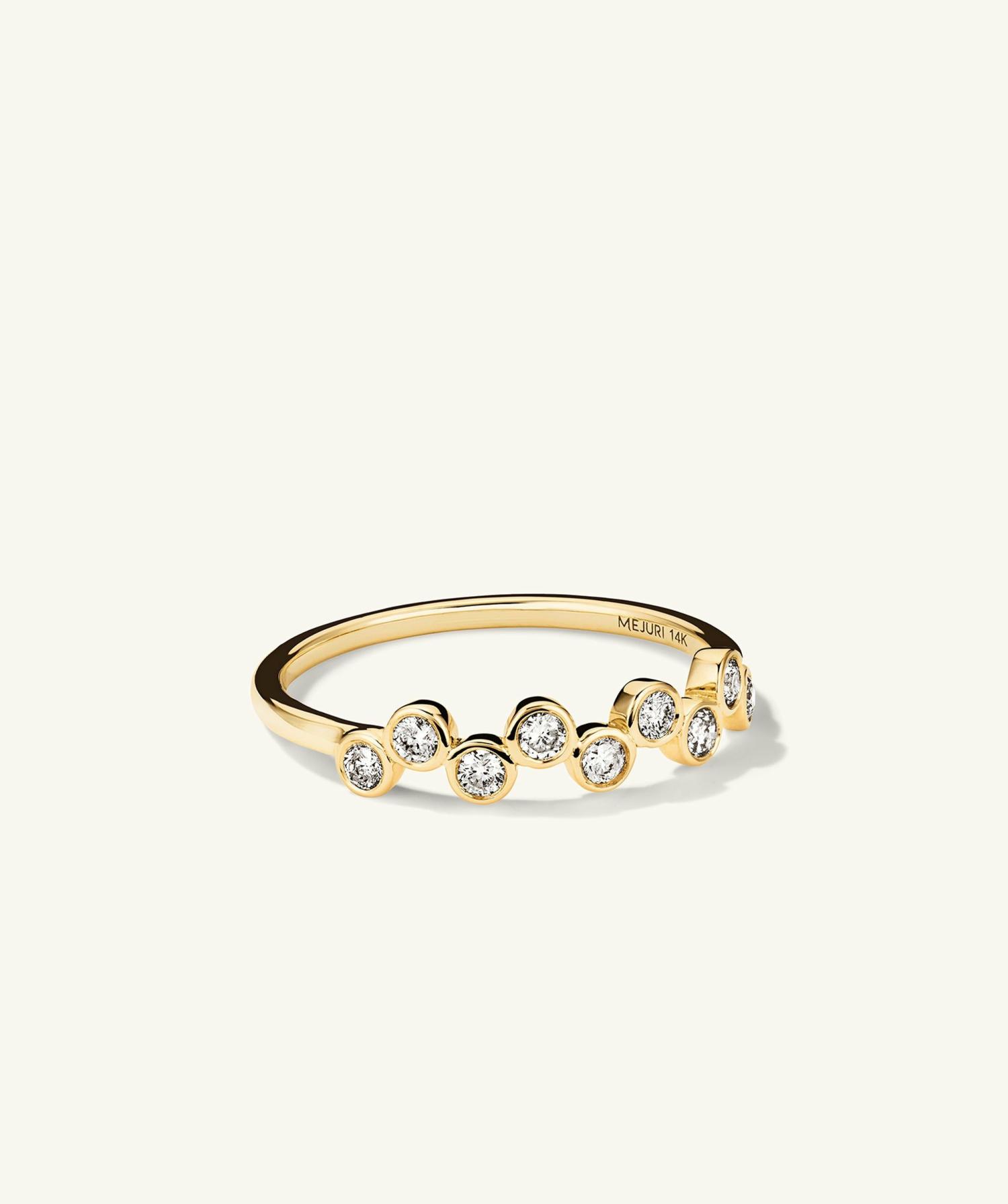 Bezel Lab Grown Diamond Zig-Zag Ring 14k Yellow Gold | Womens Stackable Rings