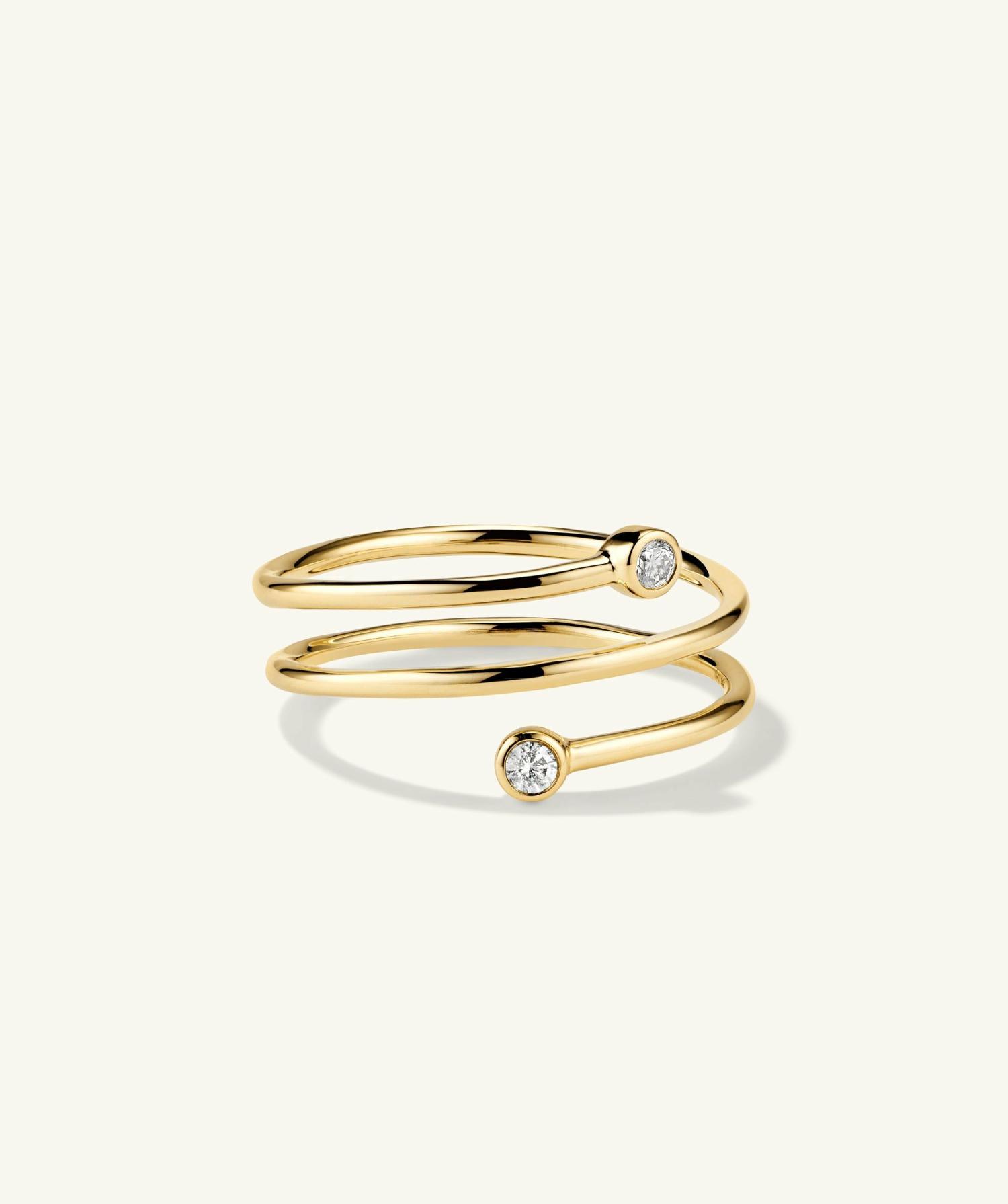 Diamond Coil Ring 14k Yellow Gold | Womens Statement Rings